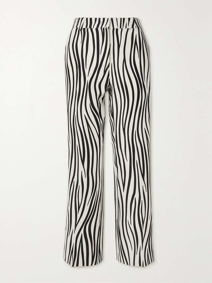 Valentino Garavani Zebra-print Wool-blend Straight-leg Pants