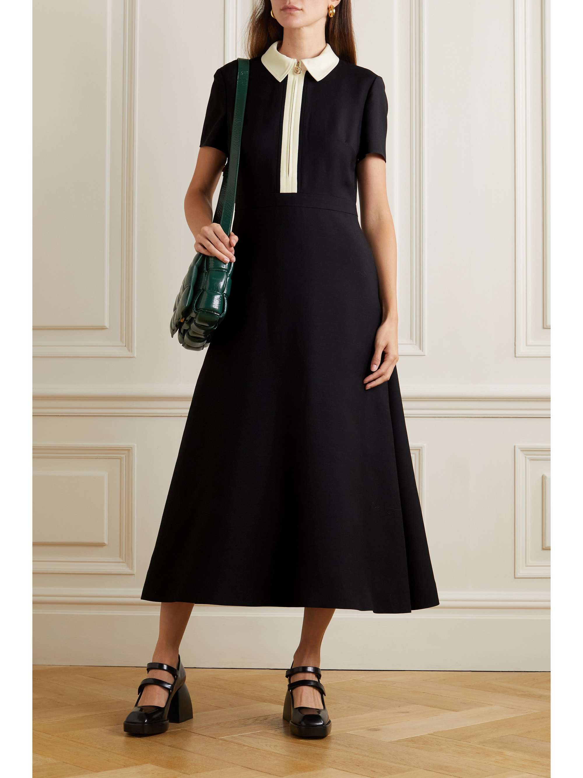 VALENTINO GARAVANI Wool and silk-blend crepe midi dress | NET-A-PORTER