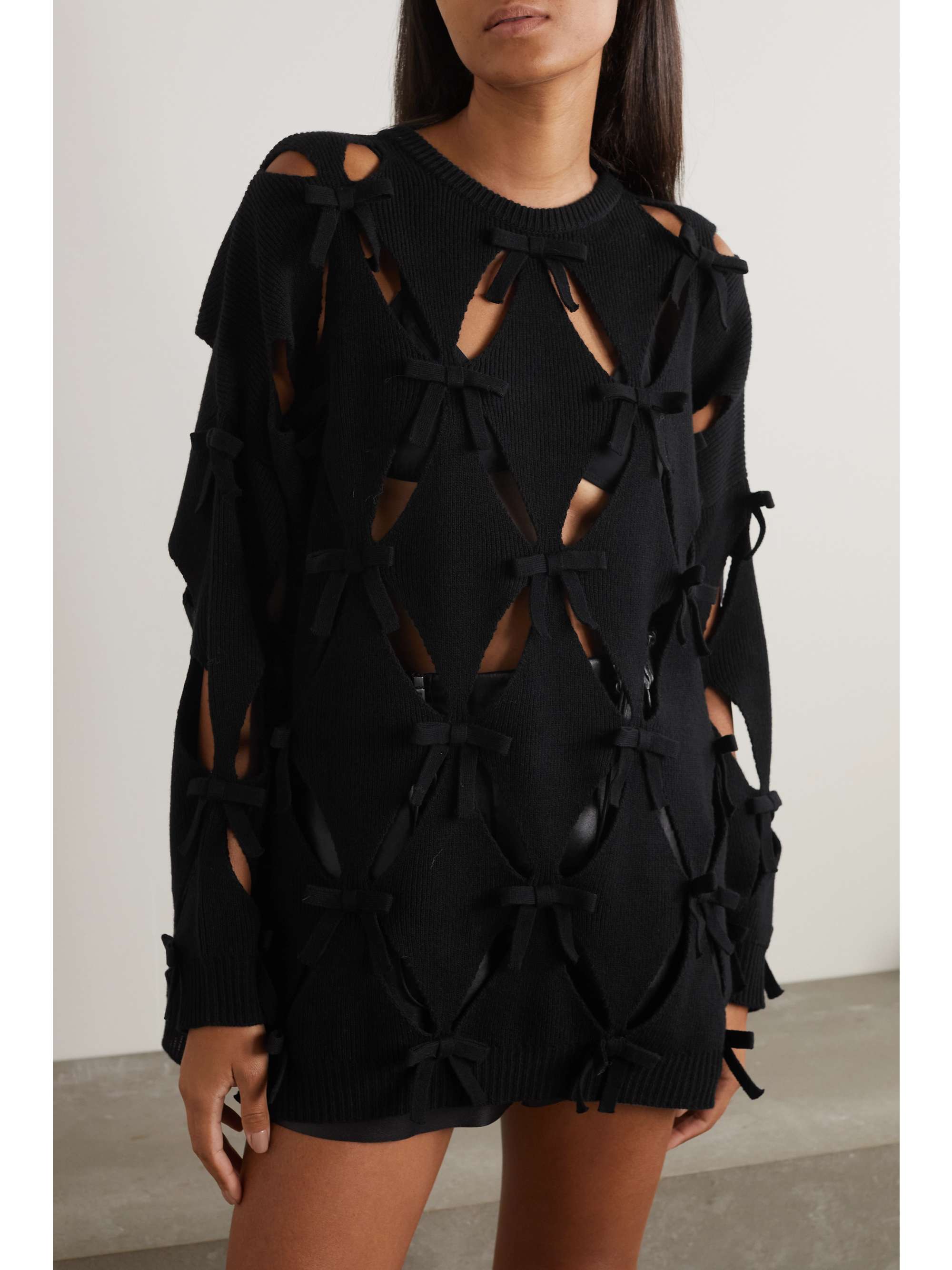 VALENTINO GARAVANI Cutout bowdetailed wool sweater NETAPORTER