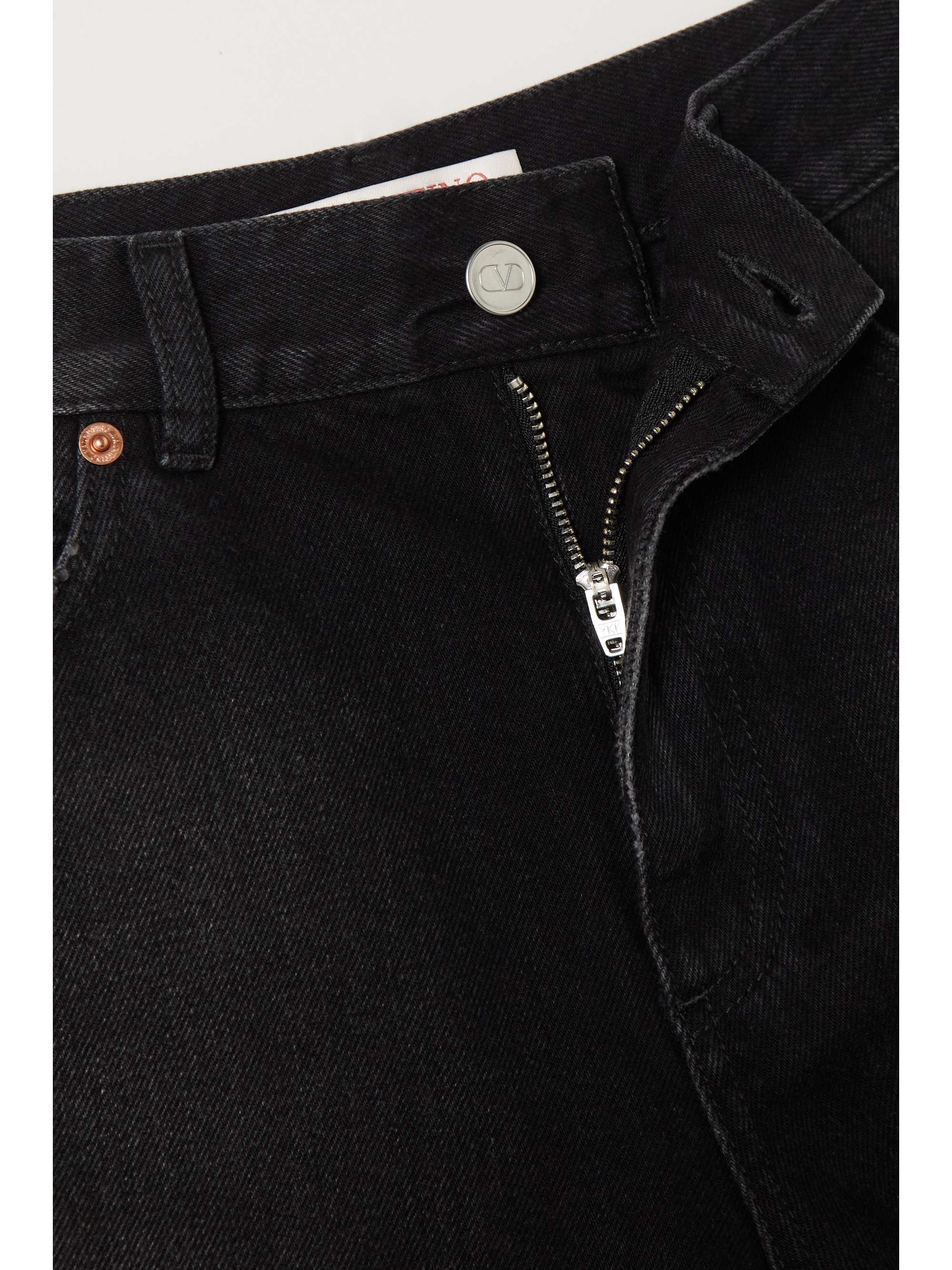 VALENTINO GARAVANI Feather-trimmed straight-leg jeans
