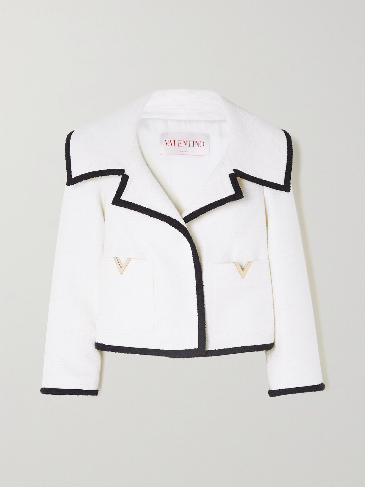 Valentino Garavani Embellished Bouclé-tweed Jacket - White