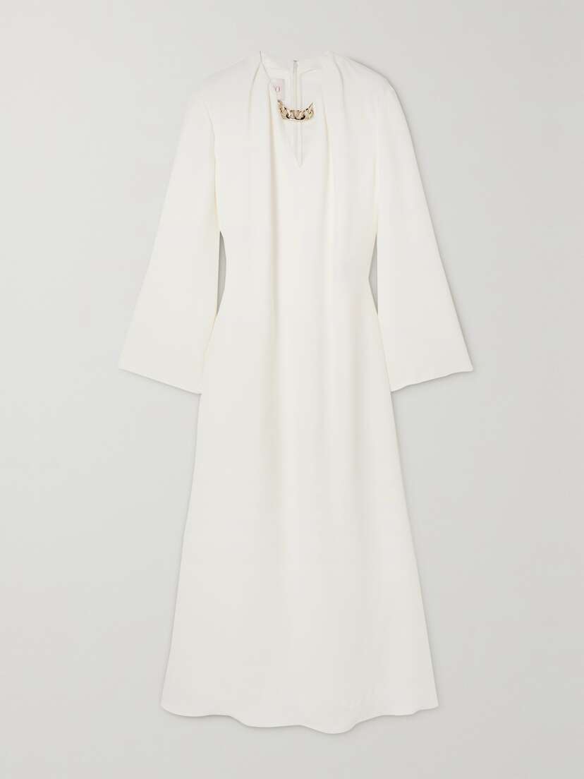 Valentino Garavani Embellished Silk-crepe Midi Dress