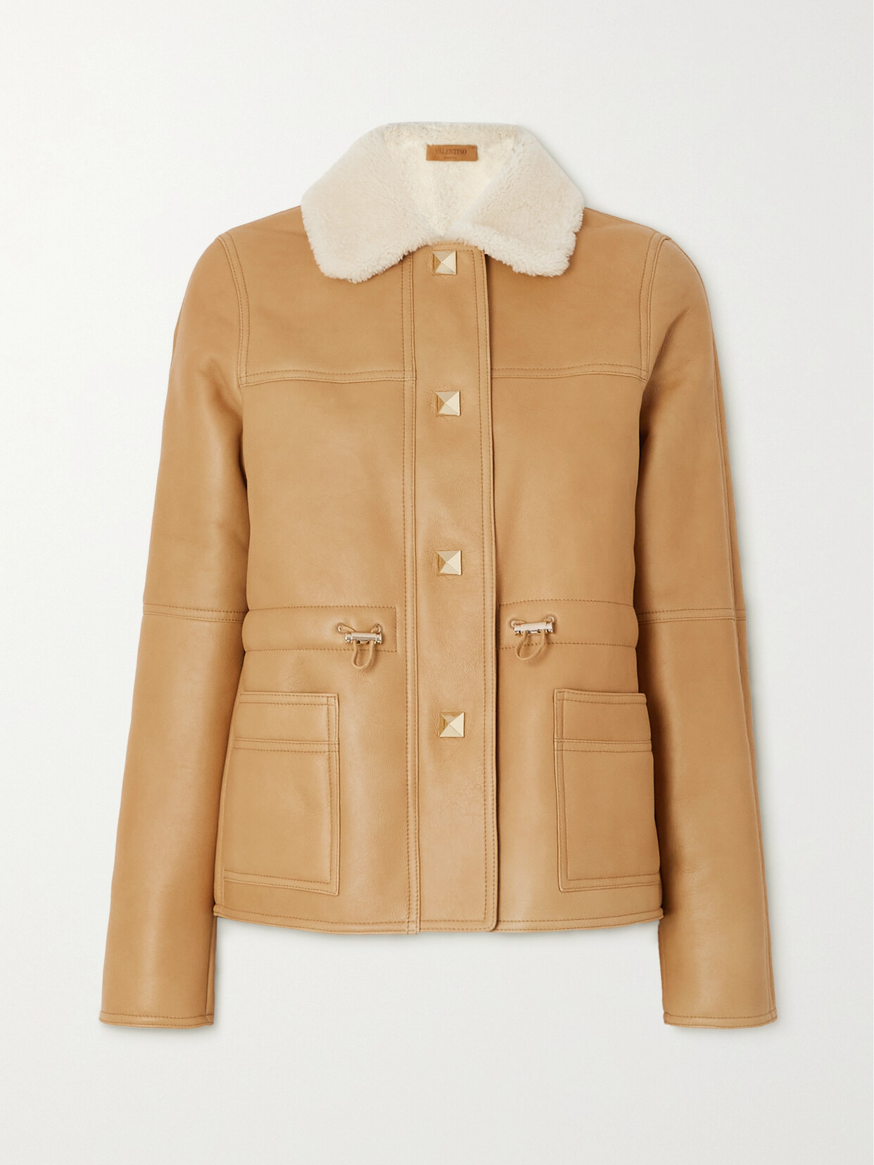 Valentino Shearling-lined Leather Jacket In Brown