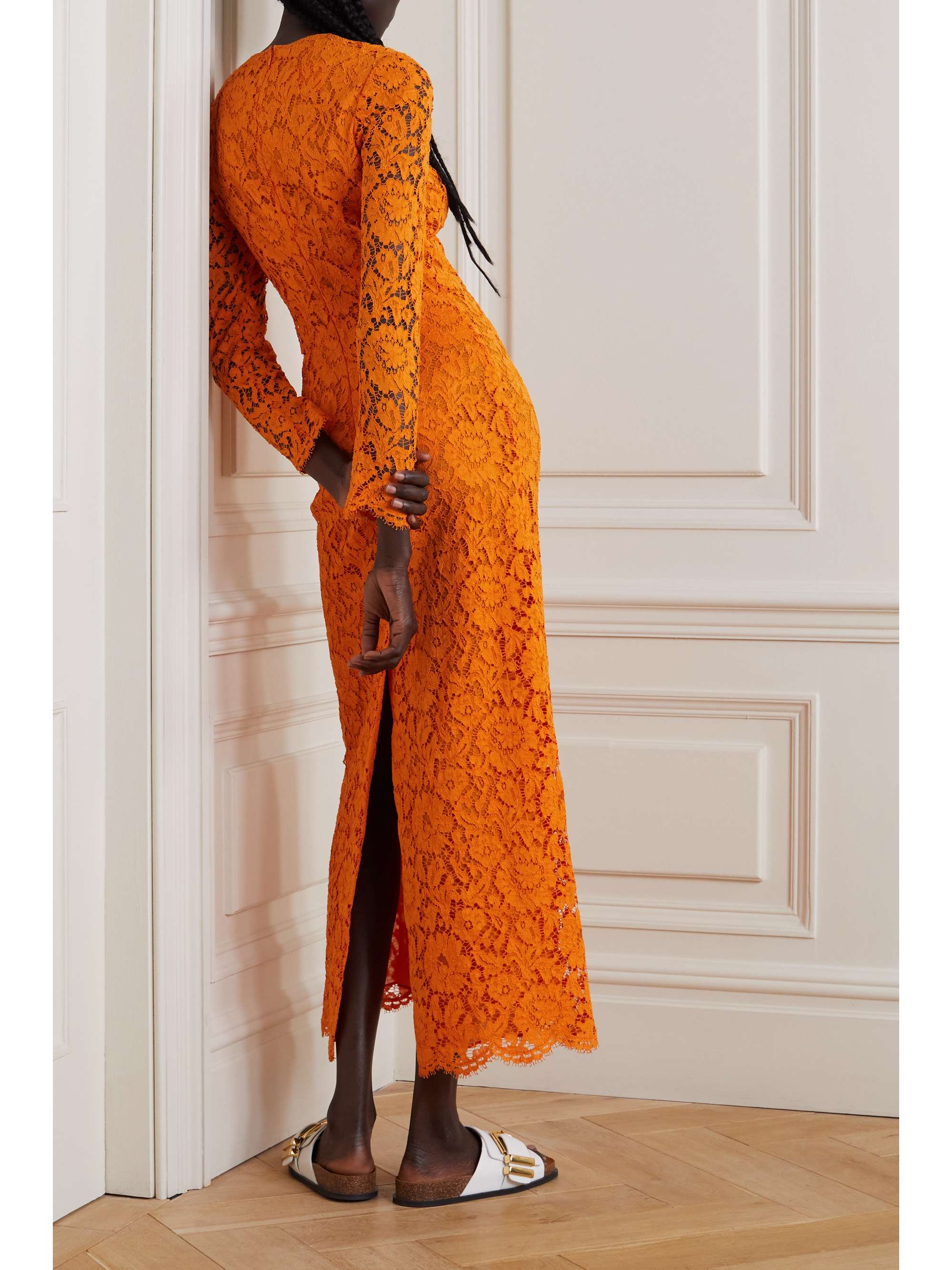 VALENTINO GARAVANI Embellished corded lace midi dress