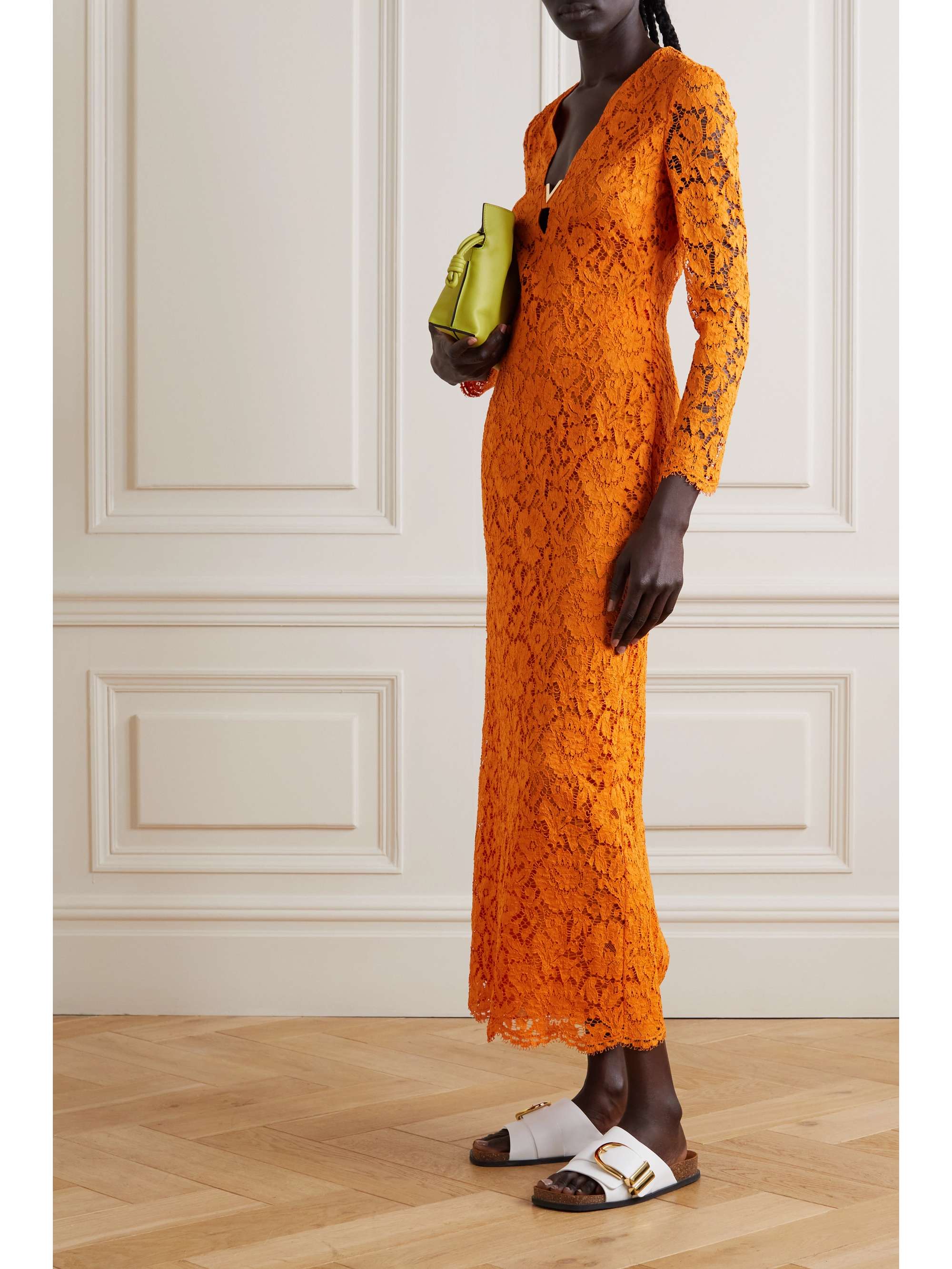 VALENTINO GARAVANI Embellished corded lace midi dress