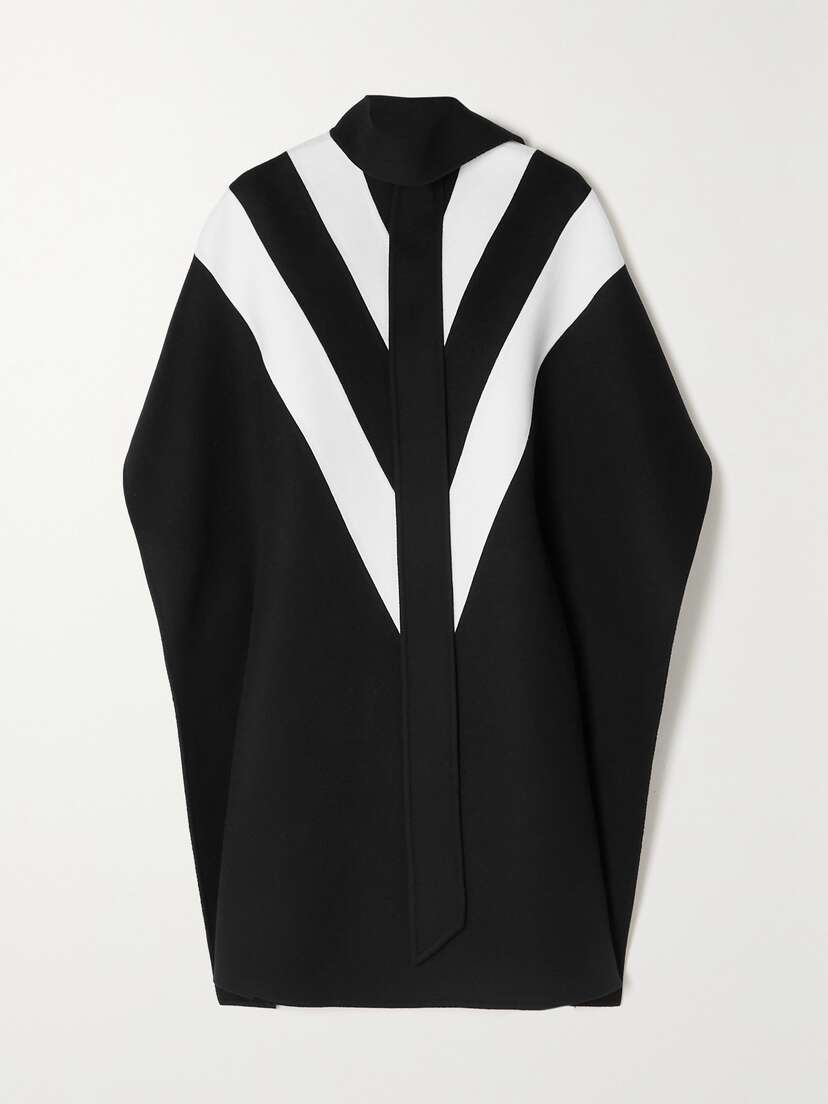 Valentino Garavani Tie-neck Striped Wool And Cashmere-blend Cape