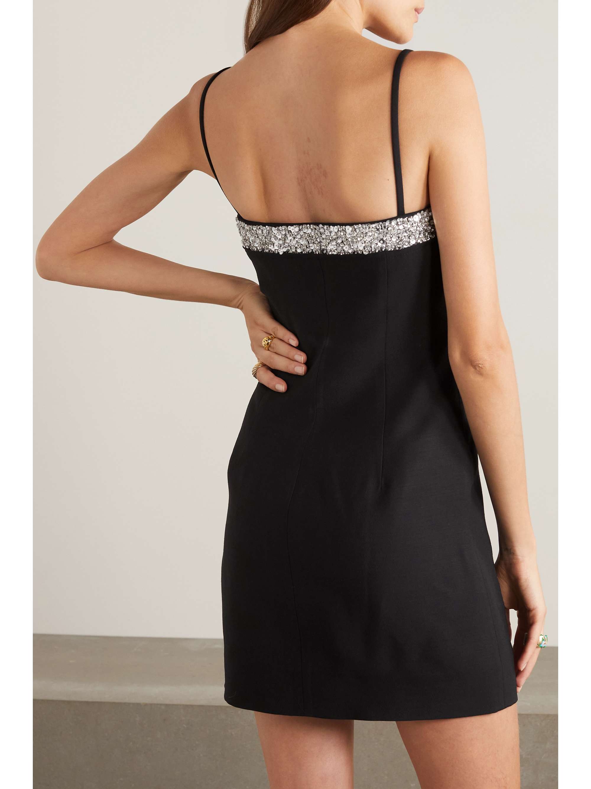 VALENTINO GARAVANI Crystal-embellished wool and silk-blend crepe mini dress