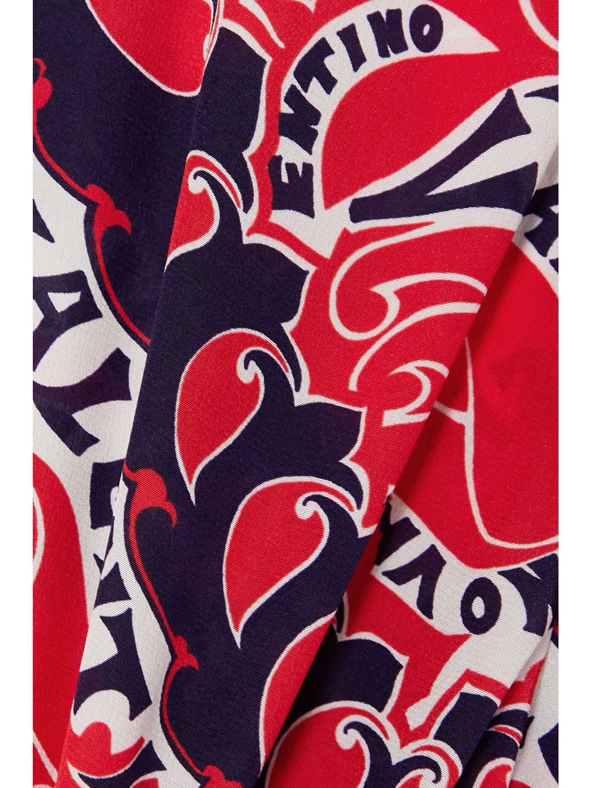 VALENTINO GARAVANI Manifesto Bandana printed silk, wool and silk-blend crepe mini shirt dress