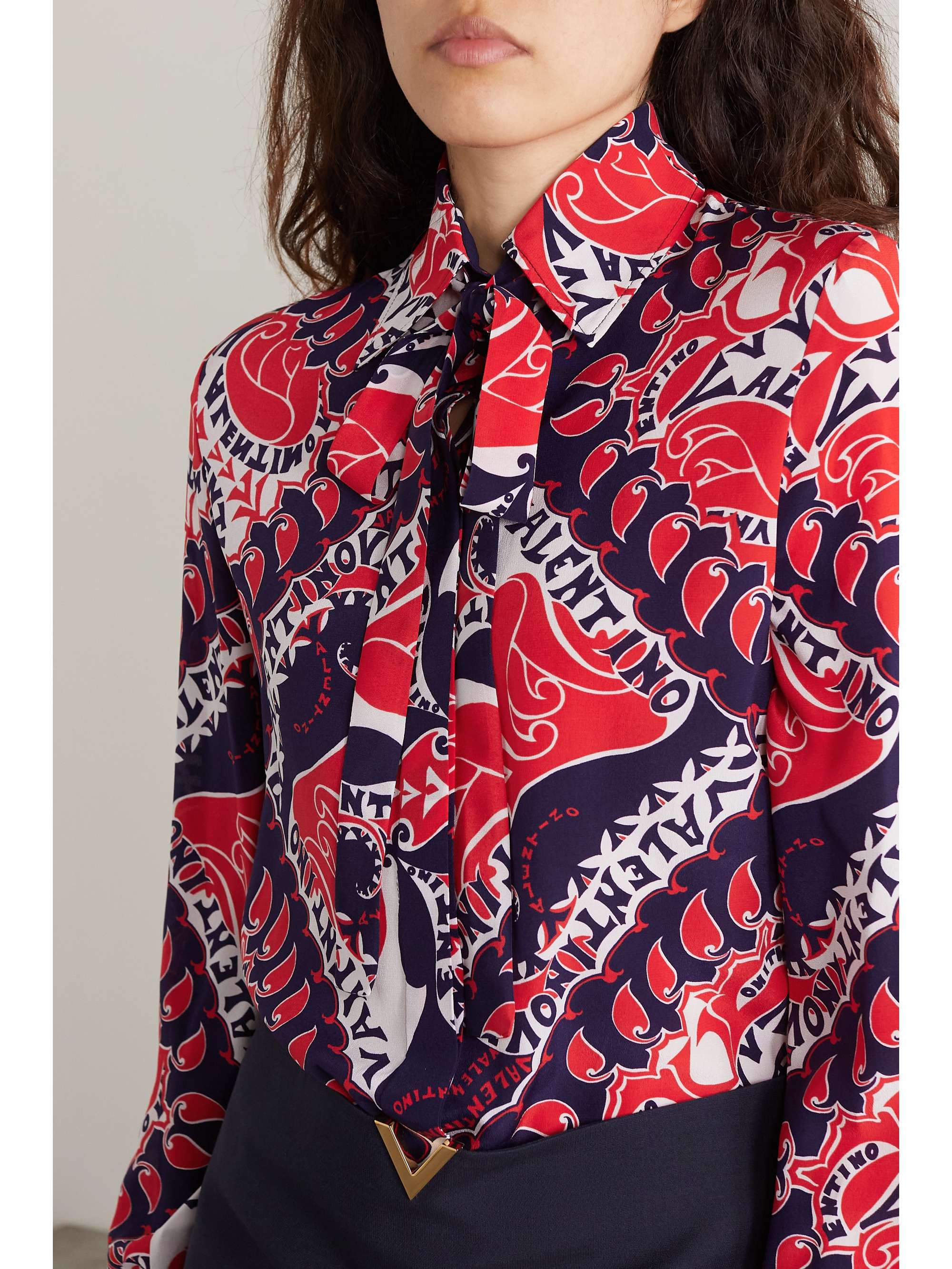 VALENTINO GARAVANI Manifesto Bandana printed silk, wool and silk-blend crepe mini shirt dress