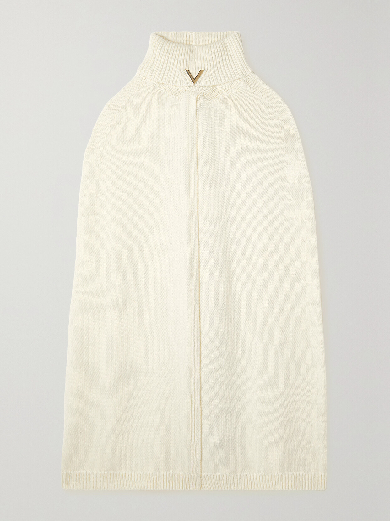 Valentino Garavani - Valentino Garavani Embellished Wool And Cashmere-blend Turtleneck Cape - White