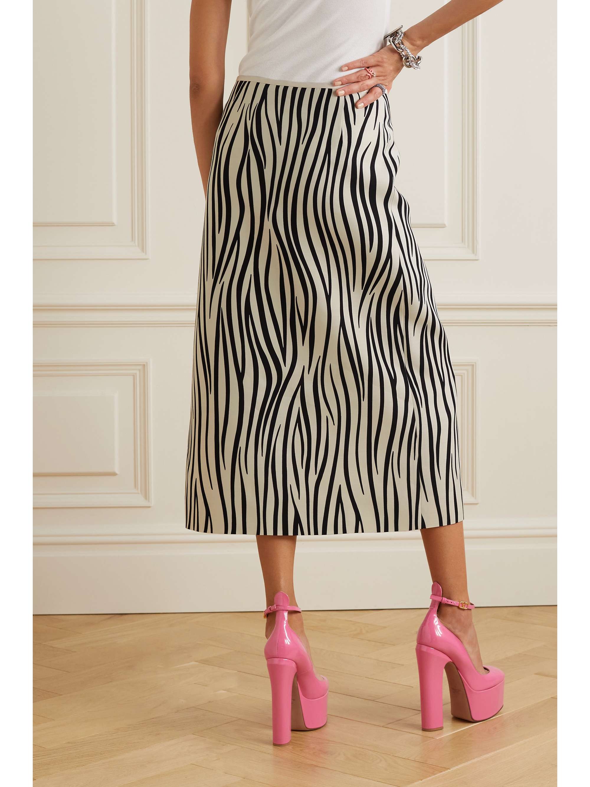 VALENTINO GARAVANI Zebra-print wool-blend midi wrap skirt