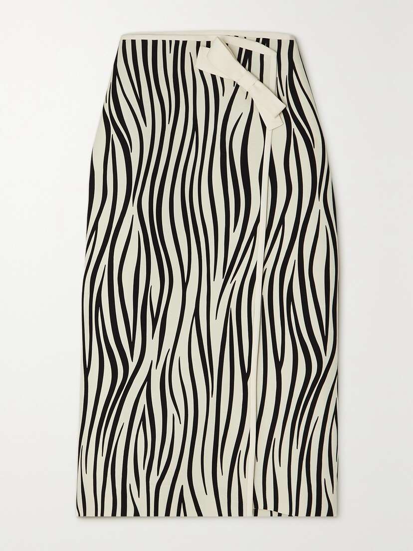 Valentino Garavani Zebra-print Wool-blend Midi Wrap Skirt