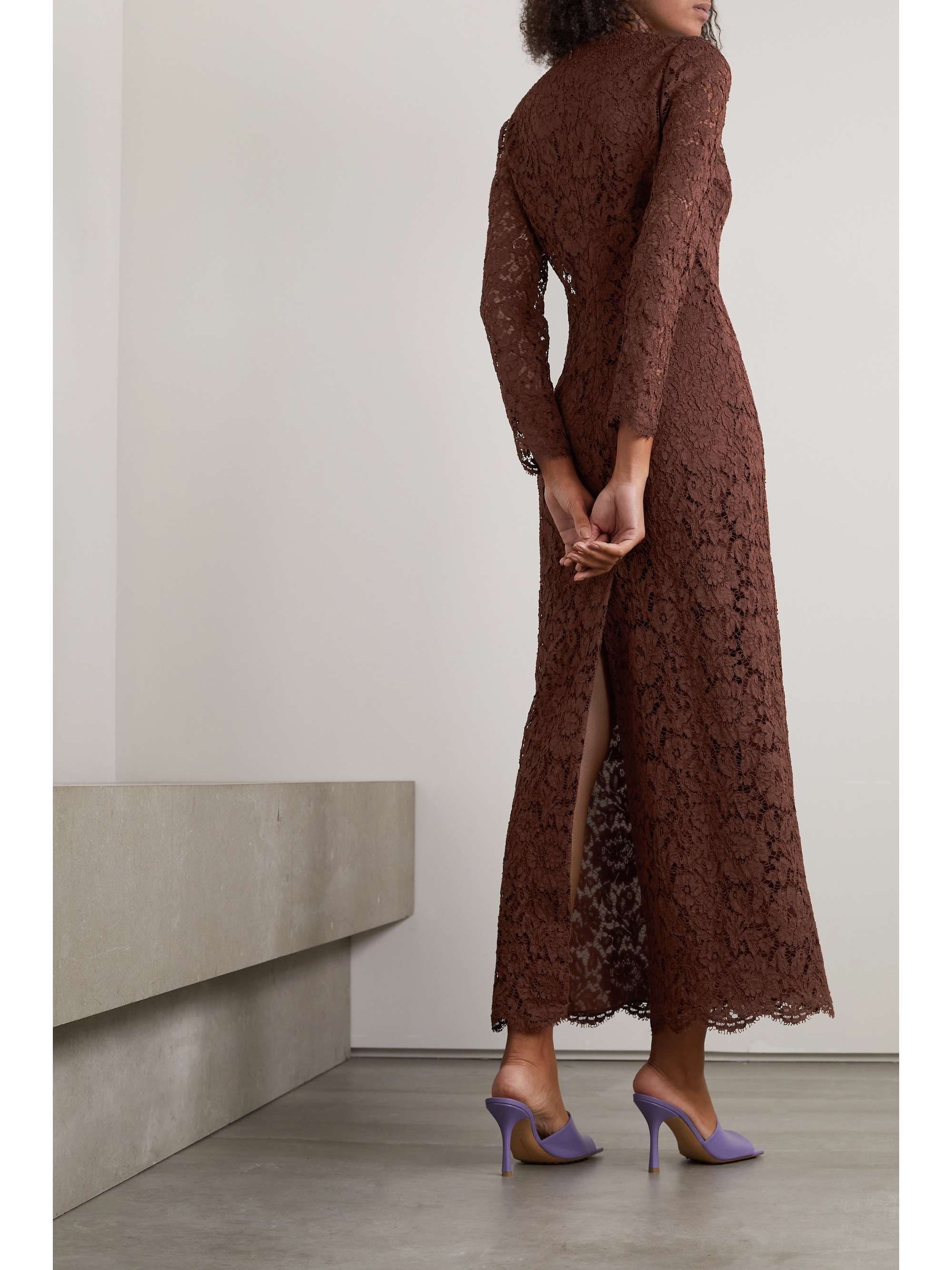 VALENTINO GARAVANI Embellished corded lace midi dress
