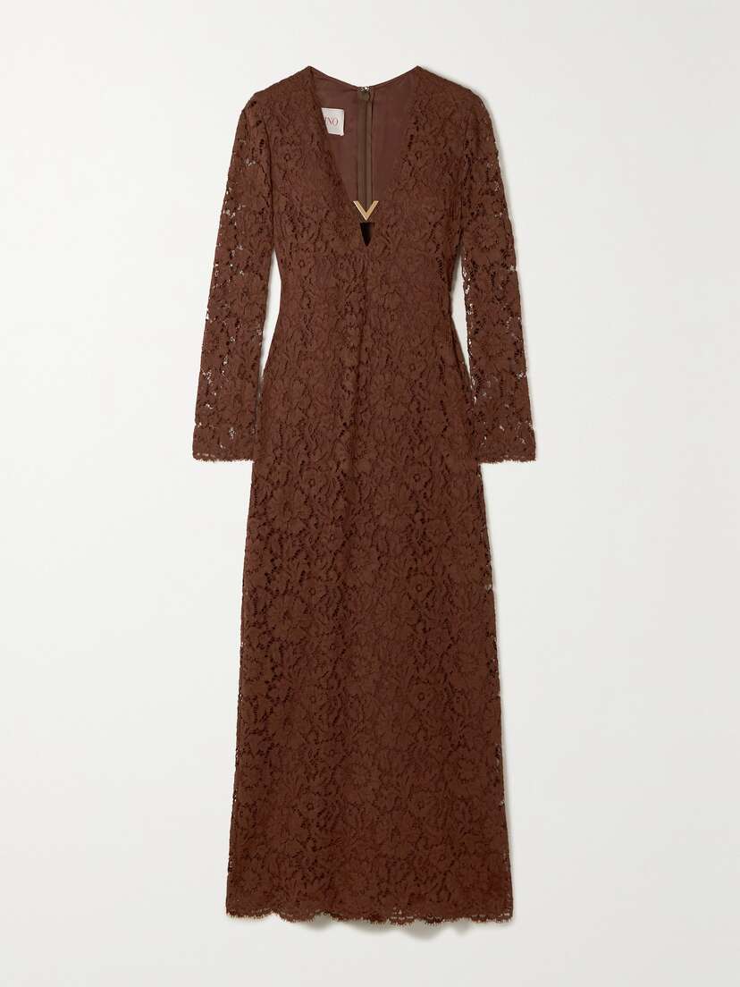 Valentino Garavani Embellished Corded Lace Midi Dress