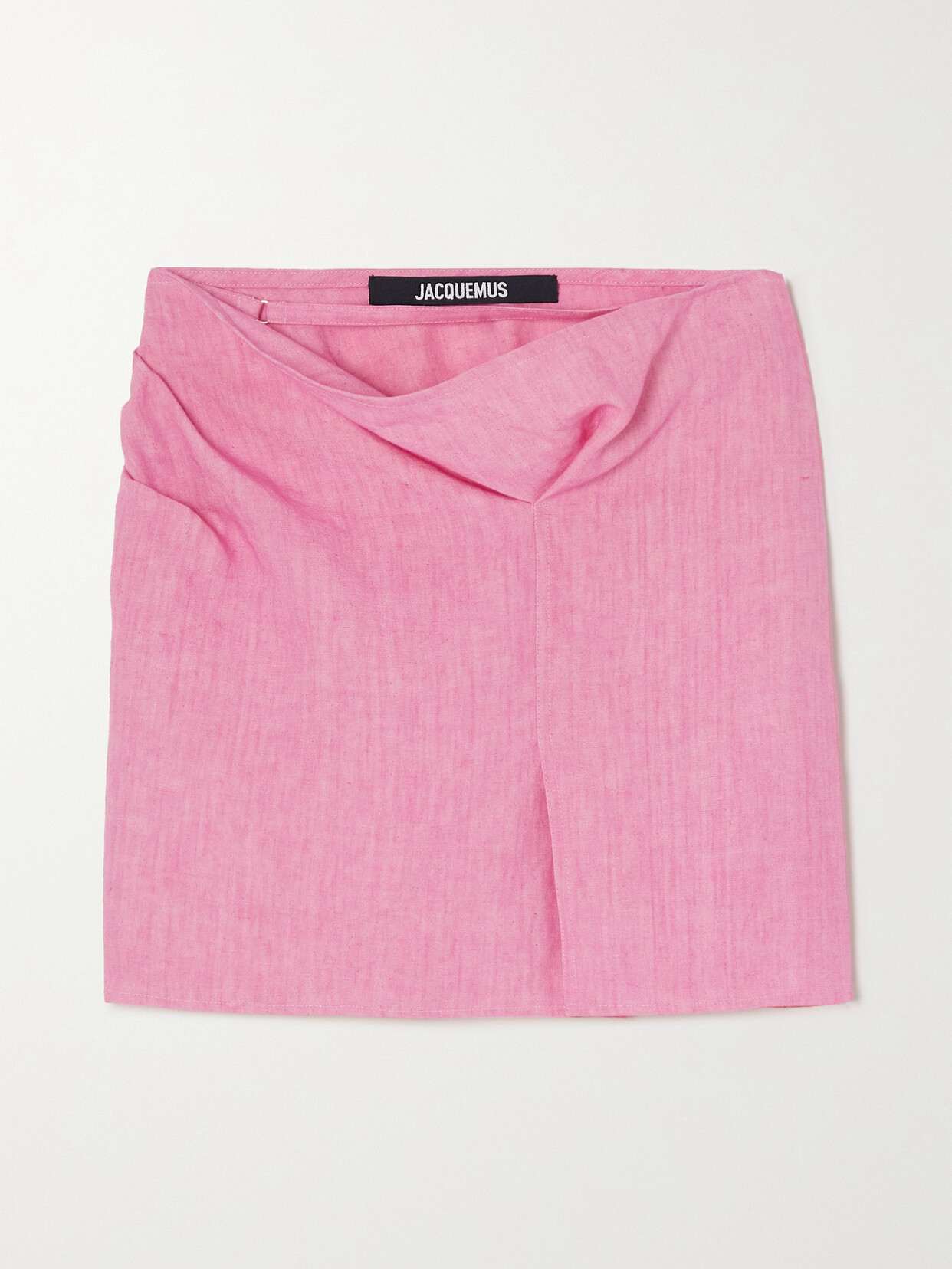 Jacquemus Cutout Draped Linen Mini Skirt In Pink