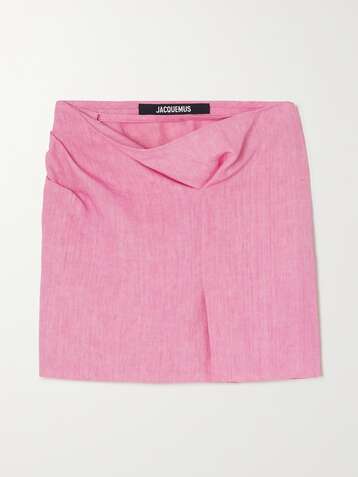 자크뮈스 스커트 JACQUEMUS Cutout draped linen mini skirt,Fuchsia