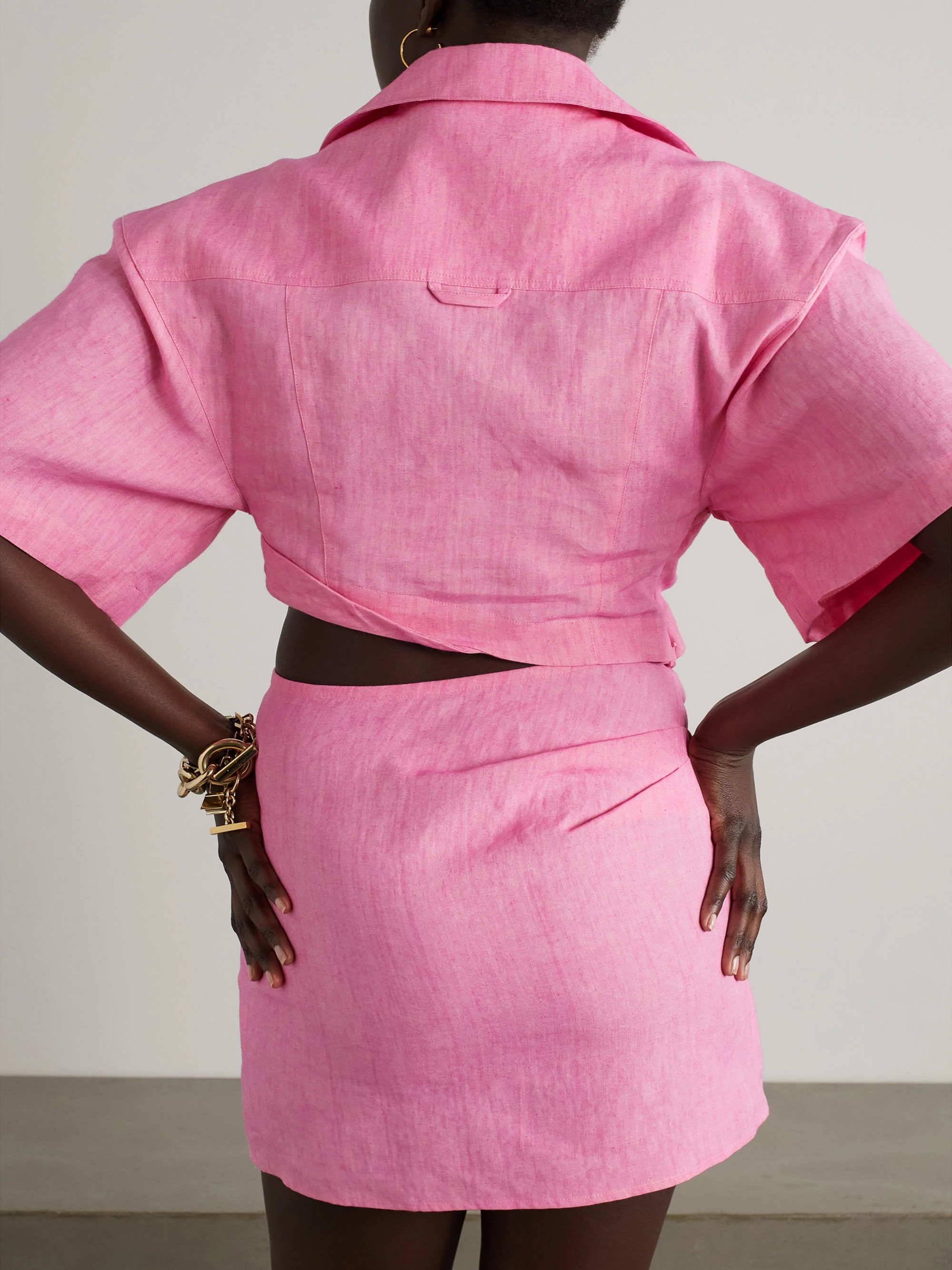 Jacquemus - Capri asymmetric cropped twisted linen shirt | Plush
