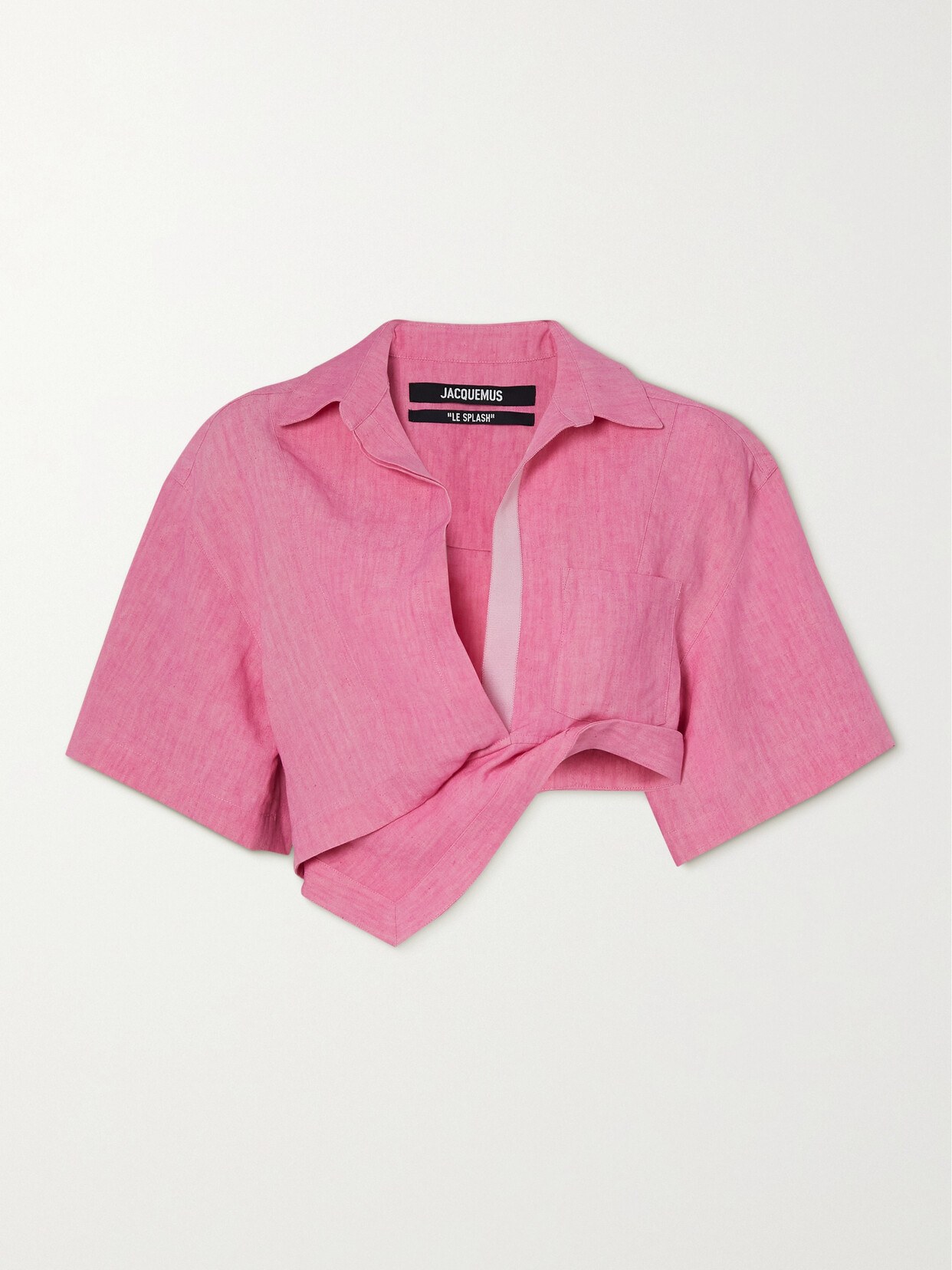 Jacquemus - Capri Asymmetric Cropped Twisted Linen Shirt - Fuchsia