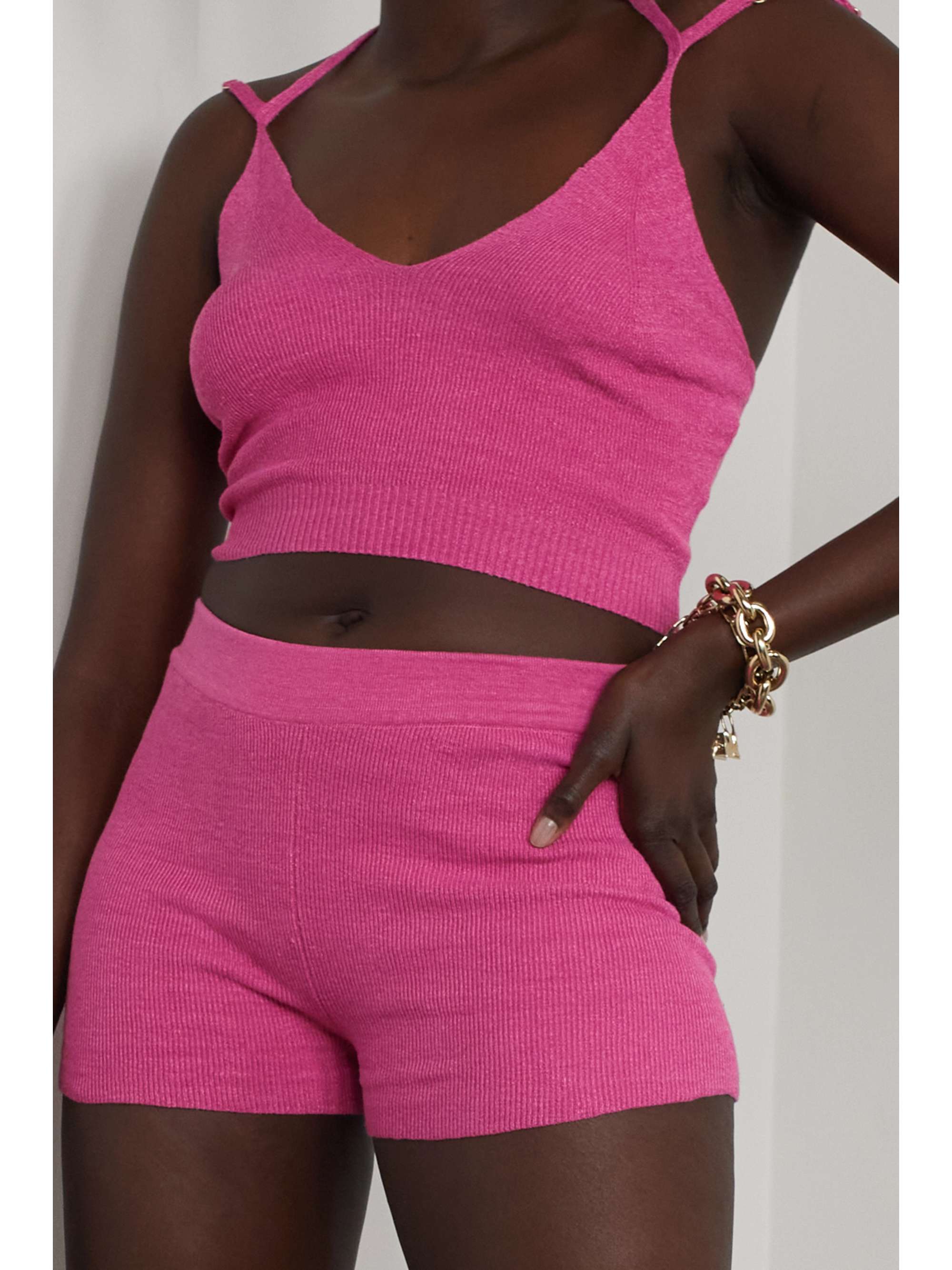 JACQUEMUS Arancia ribbed-knit shorts