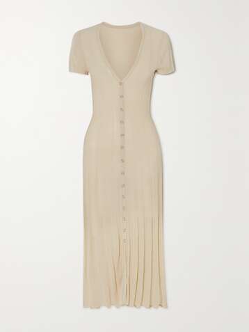 자크뮈스 원피스 JACQUEMUS Dolcedo ribbed cotton-blend maxi dress,Off-white