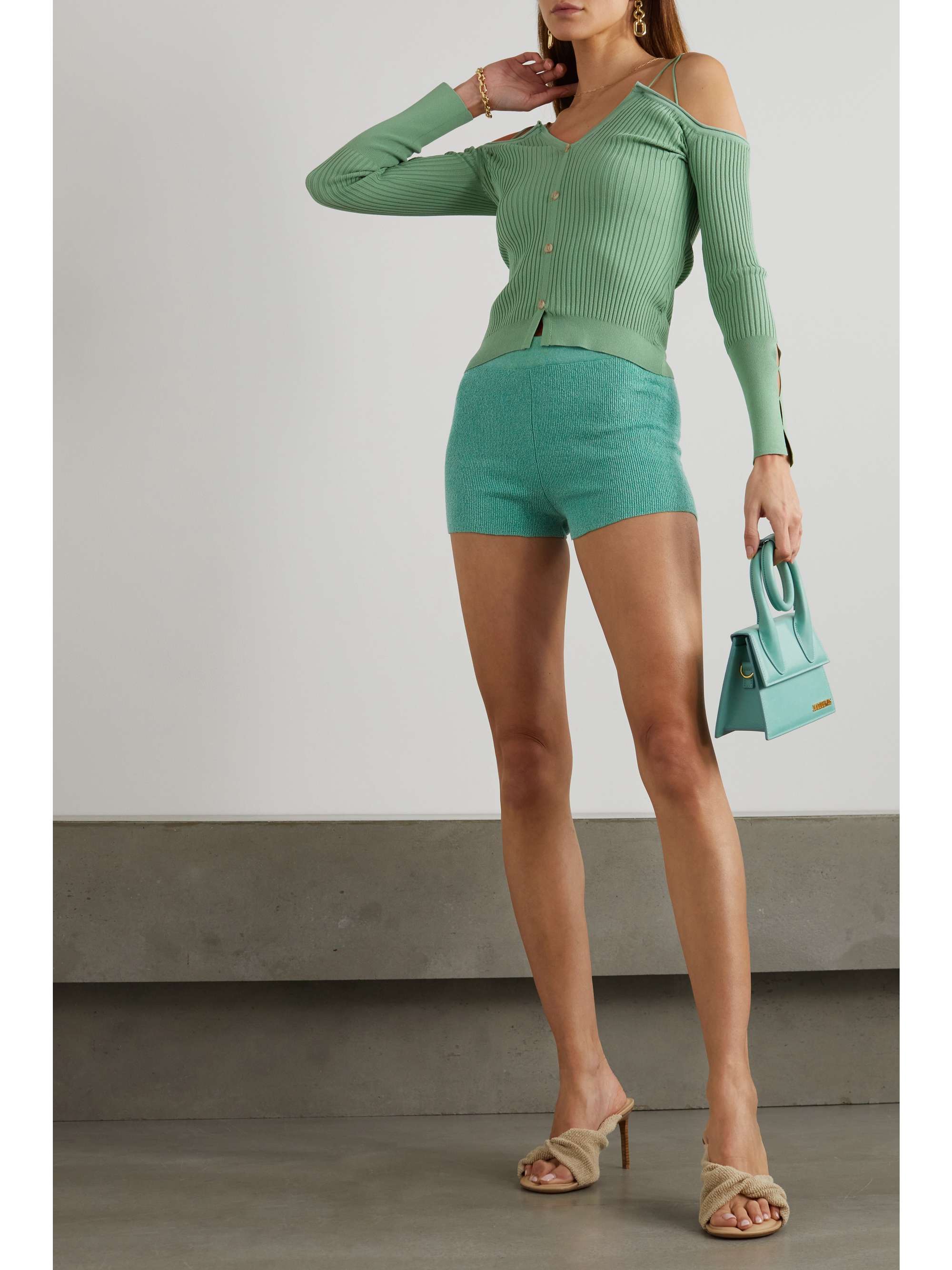 JACQUEMUS Tordu cold-shoulder ribbed-knit cardigan | NET-A-PORTER