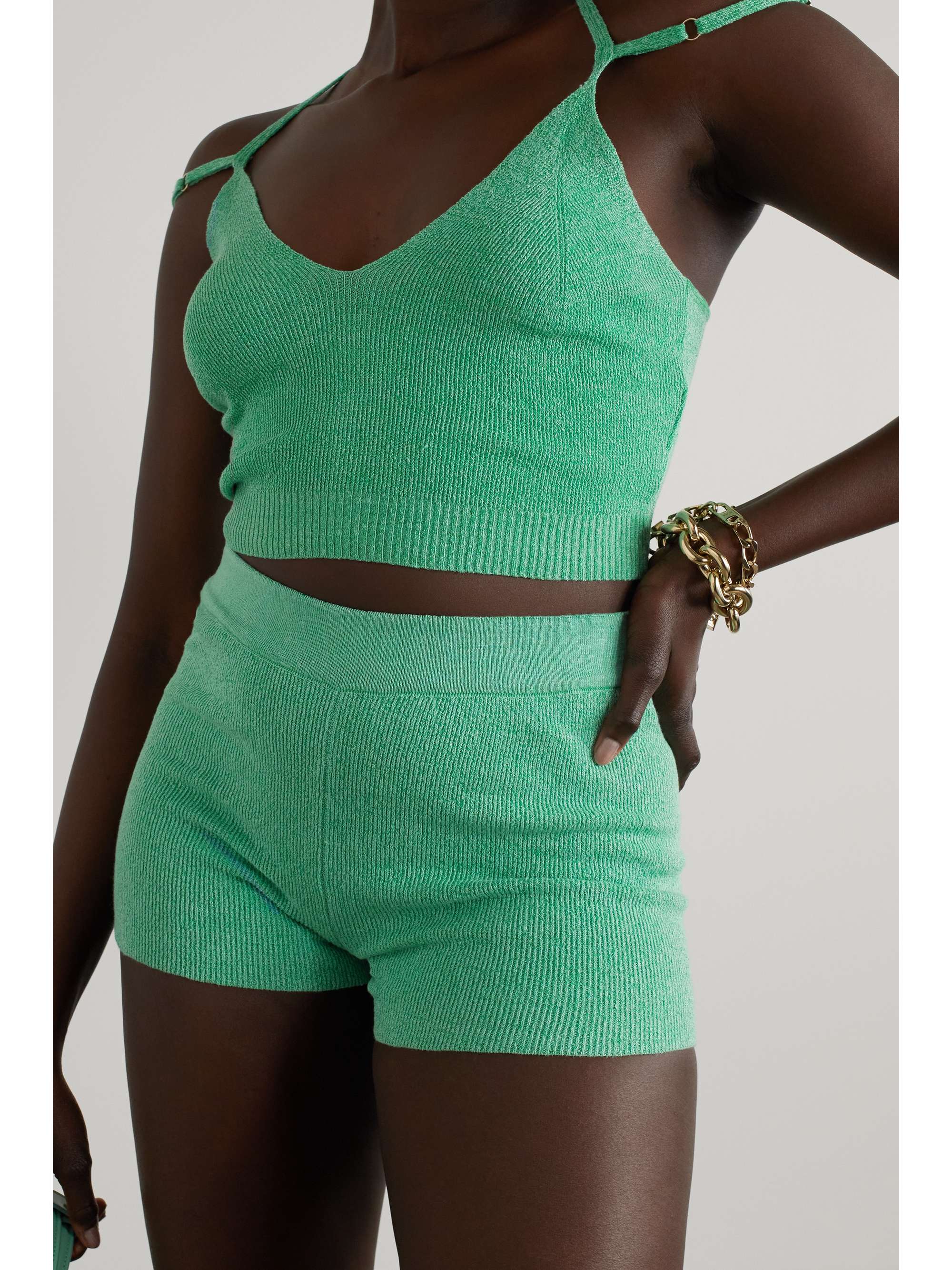 JACQUEMUS Arancia ribbed-knit shorts