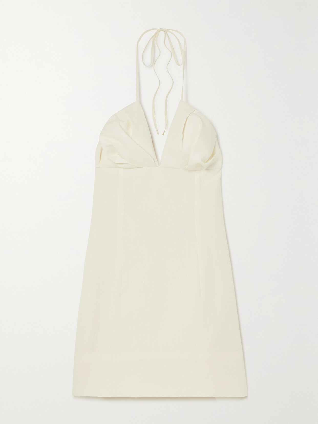 Jacquemus Bambino Linen Halterneck Mini Dress In Off-white