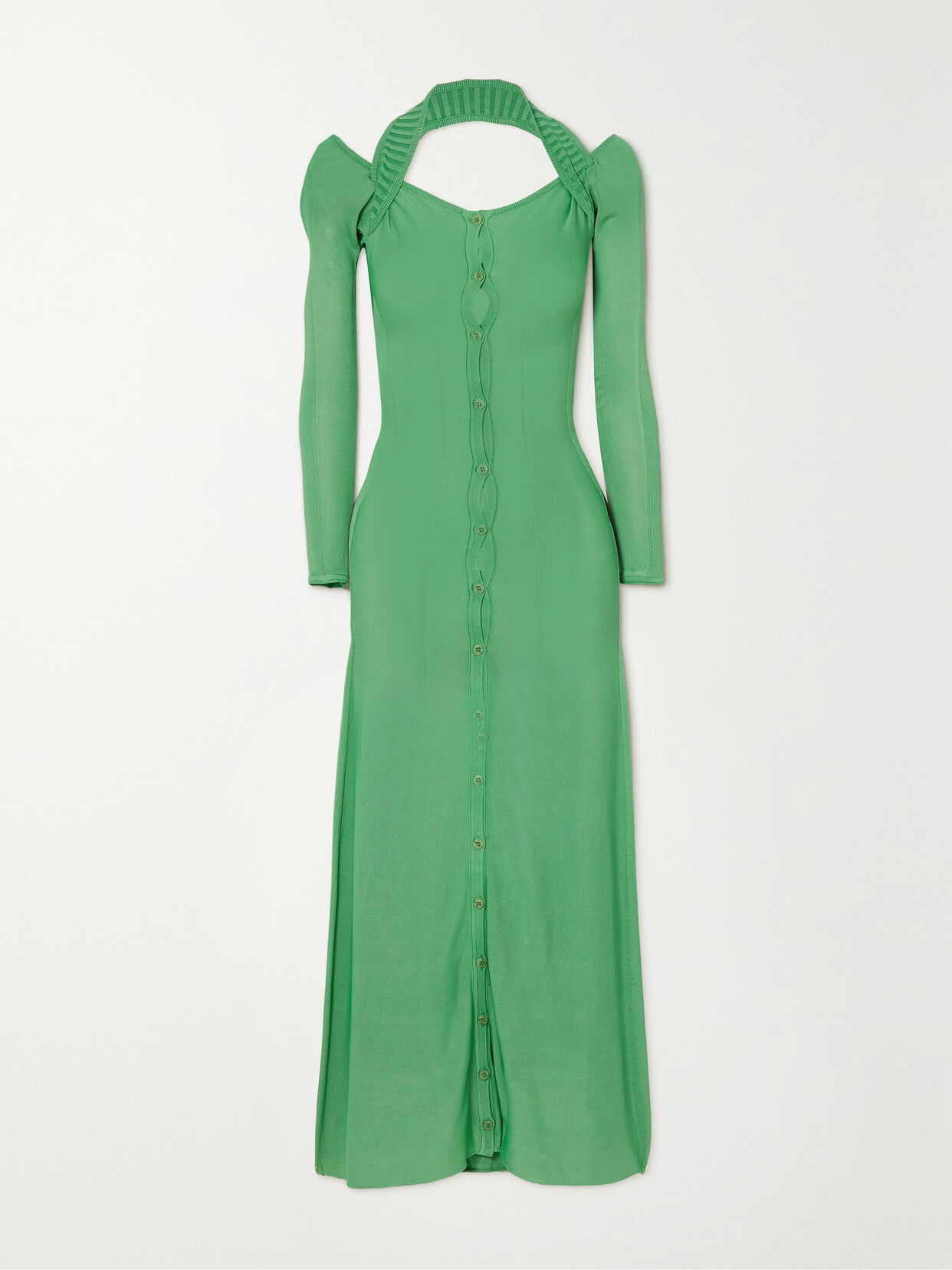 Jacquemus Lagoa Cold-shoulder Stretch-knit Maxi Dress - Green