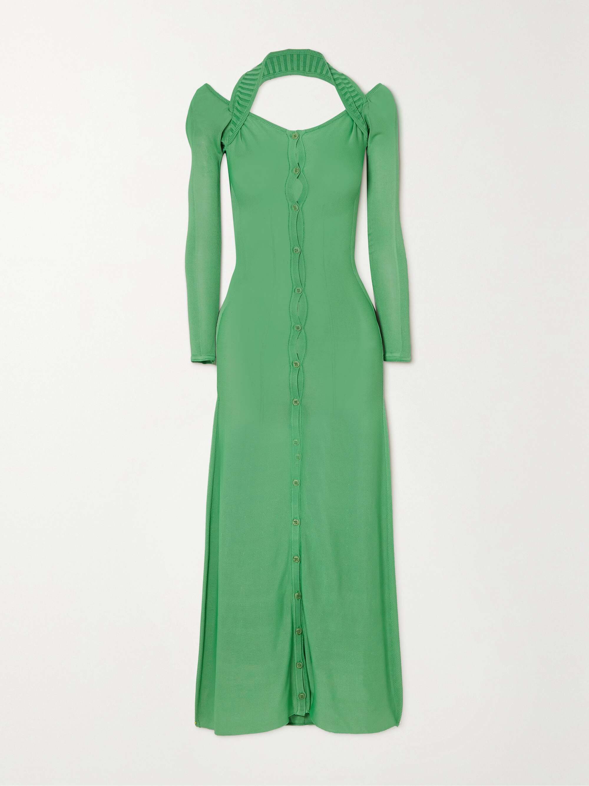 Lagoa cold shoulder stretch knit maxi dress green FR32