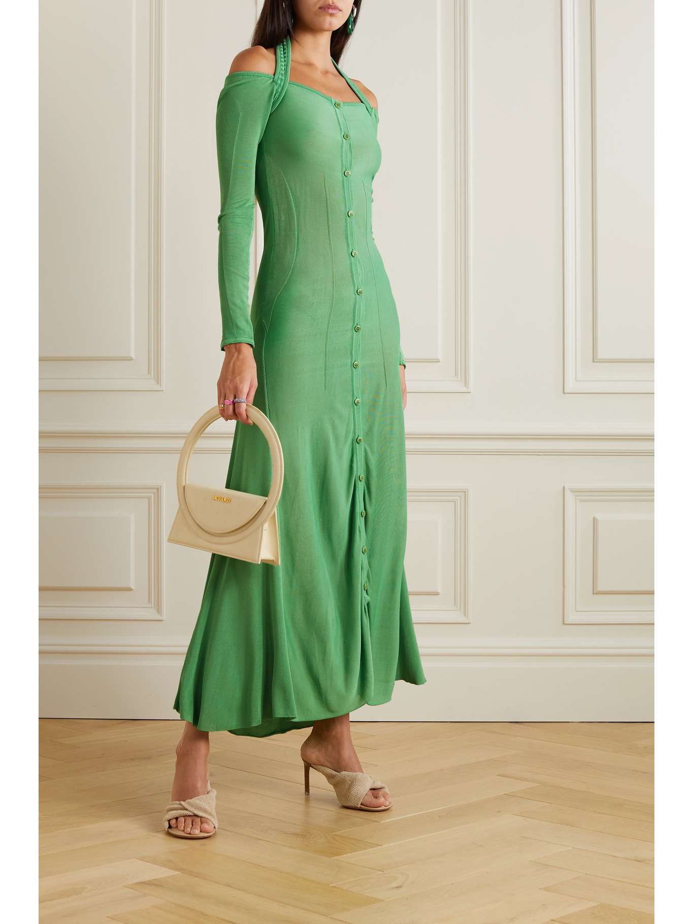 JACQUEMUS Lagoa coldshoulder stretchknit maxi dress NETAPORTER