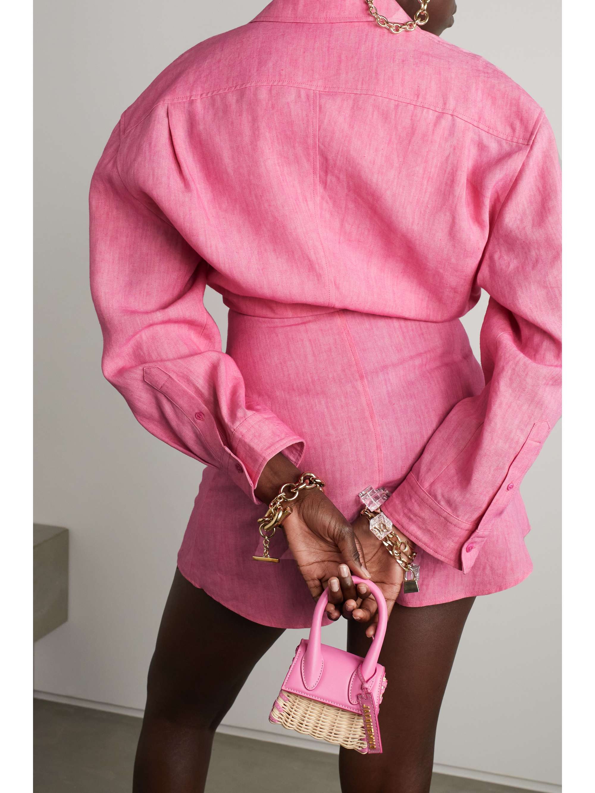 JACQUEMUS Baunhilha mehrlagiges Mini-Hemdblusenkleid aus Leinen