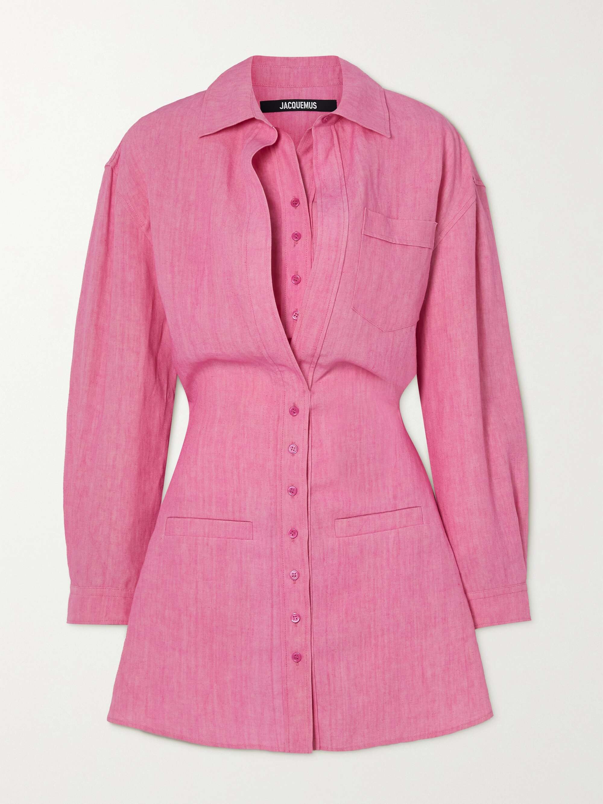 Pink linen shirt dress hotsell