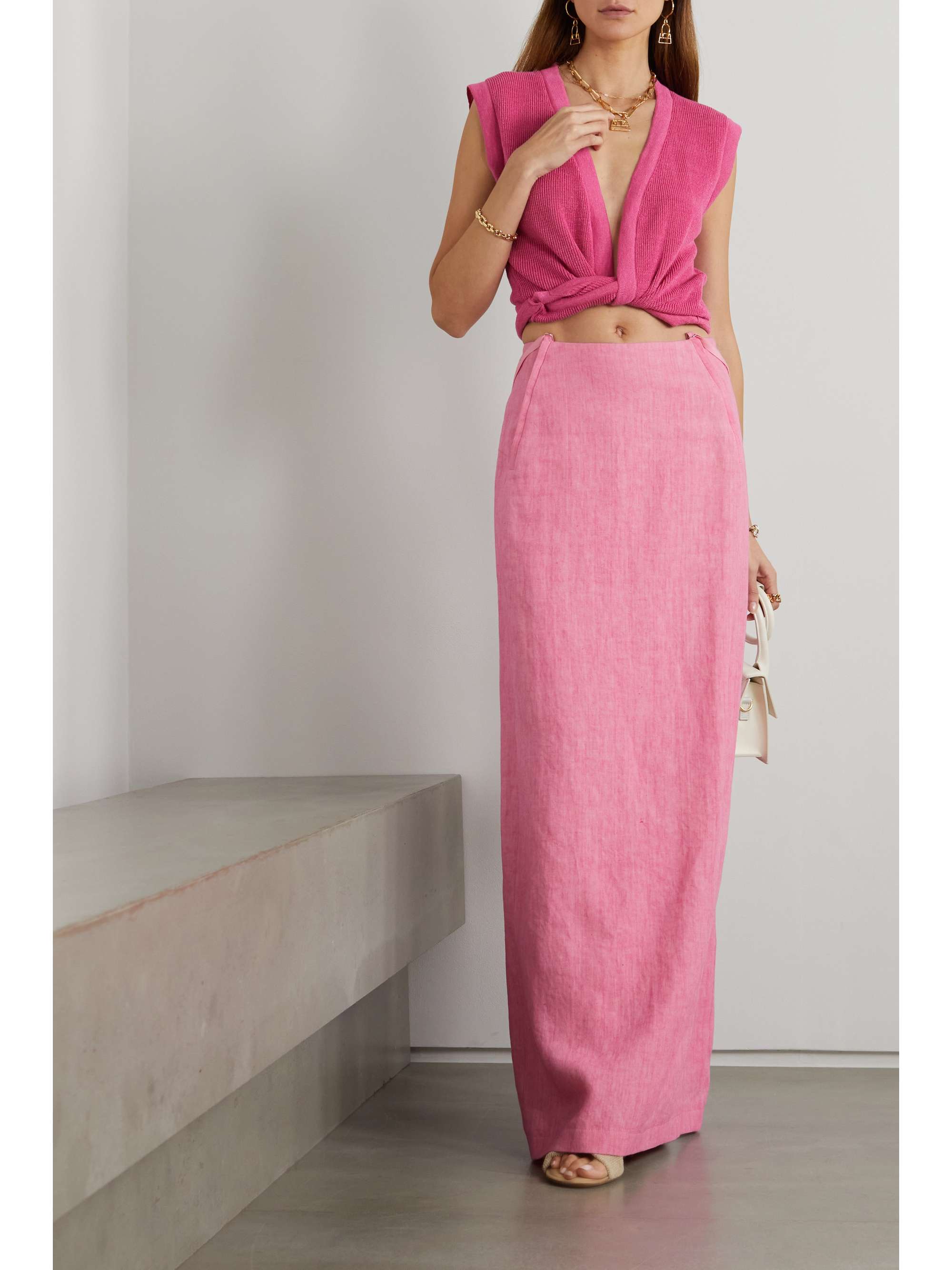 JACQUEMUS Noué cropped twisted linen-blend top