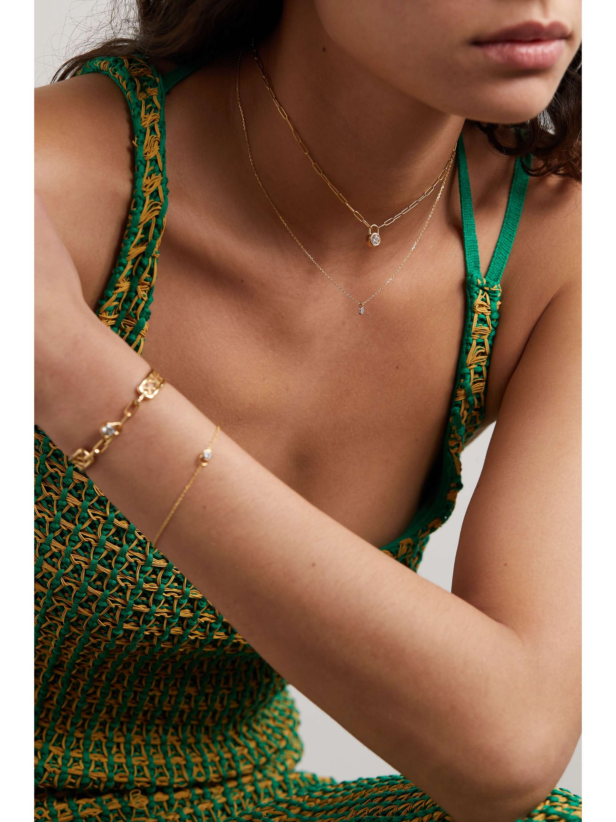 COURBET Origine 18-karat recycled gold, laboratory-grown diamond and emerald necklace