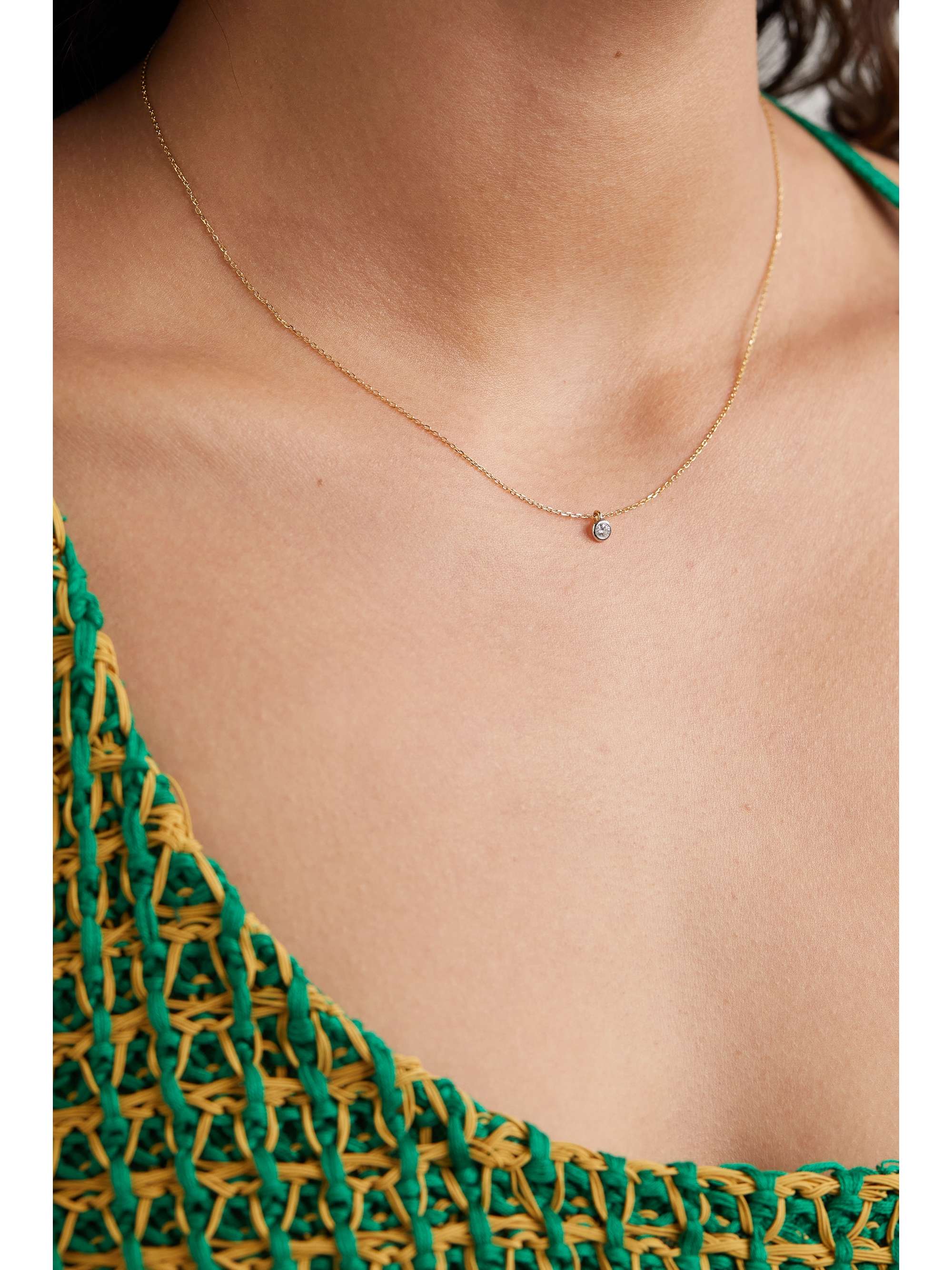 COURBET Origine 18-karat recycled gold, laboratory-grown diamond and emerald necklace