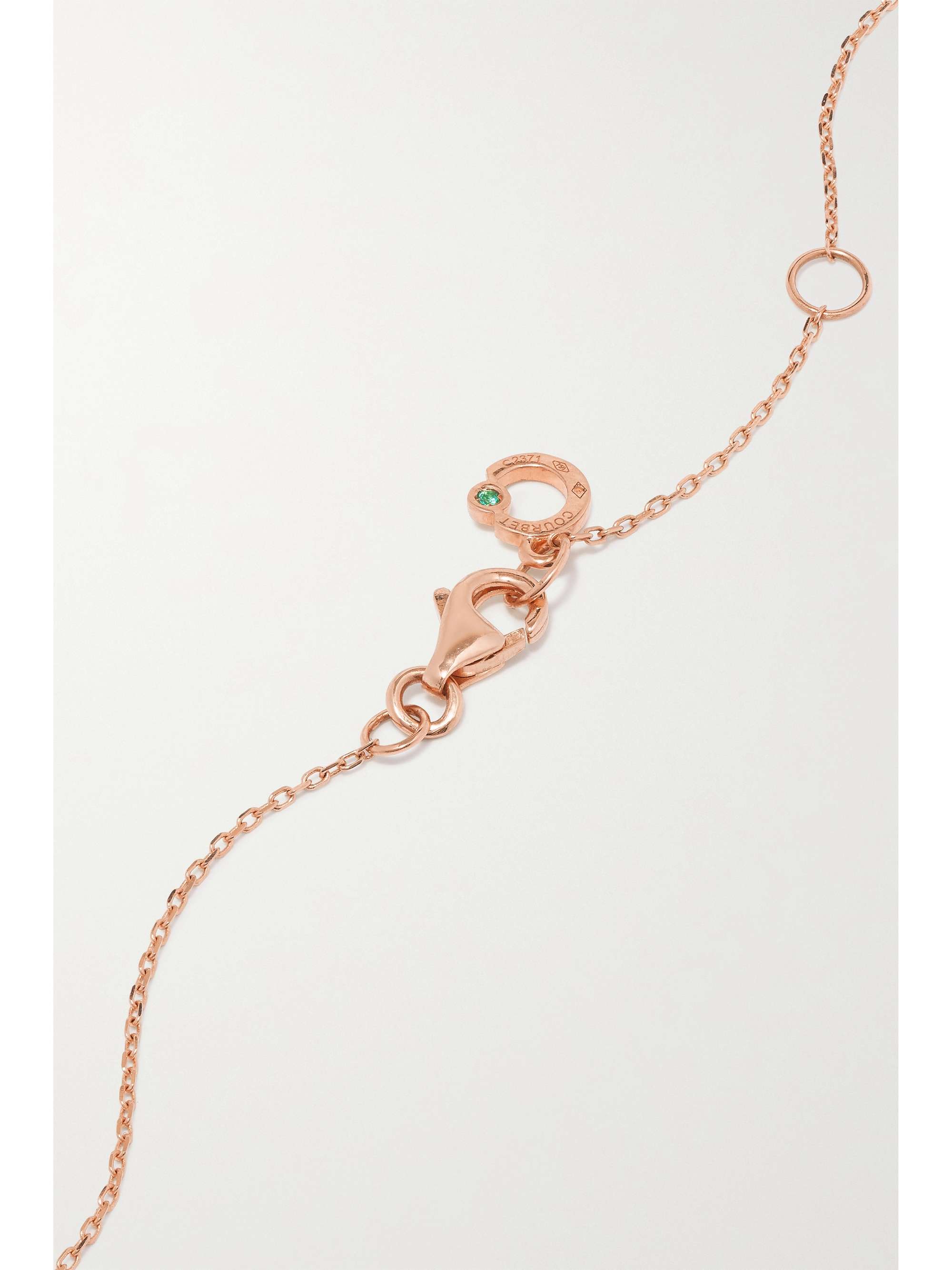 COURBET Céleste small 18-karat recycled rose gold, laboratory-grown diamond and emerald necklace