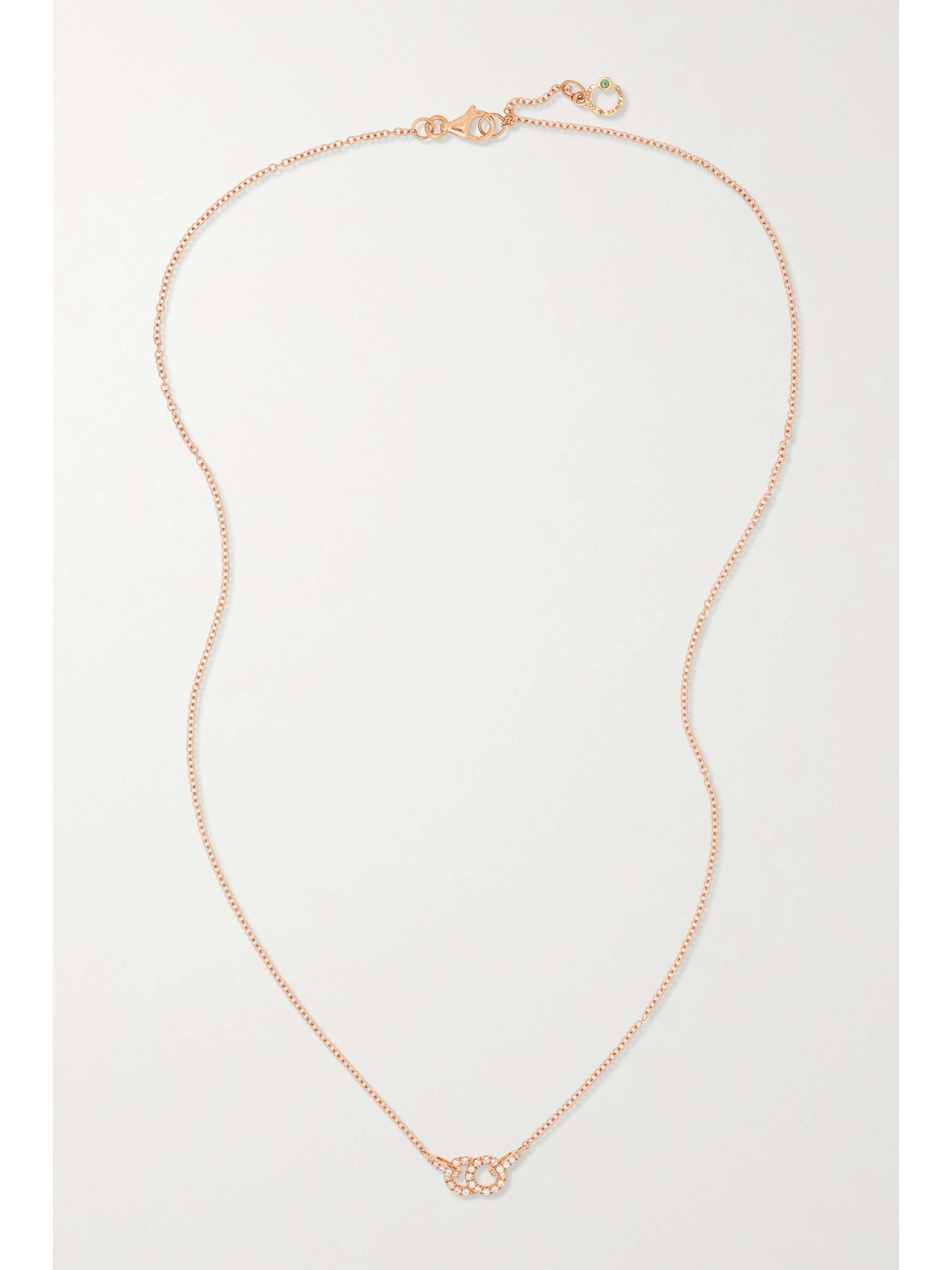 COURBET Céleste small 18-karat recycled rose gold, laboratory-grown diamond and emerald necklace