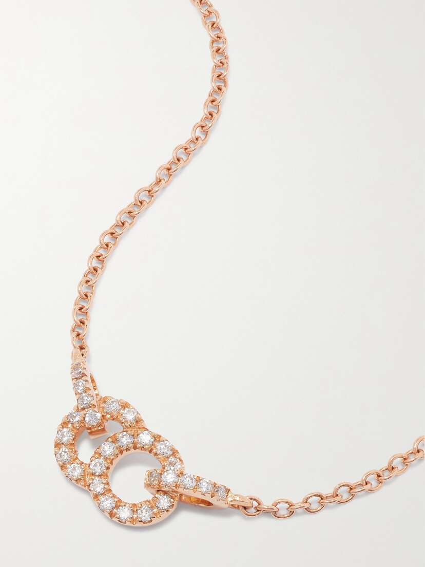Courbet Céleste Small 18-karat Recycled Rose Gold, Laboratory-grown Diamond And Emerald Necklace
