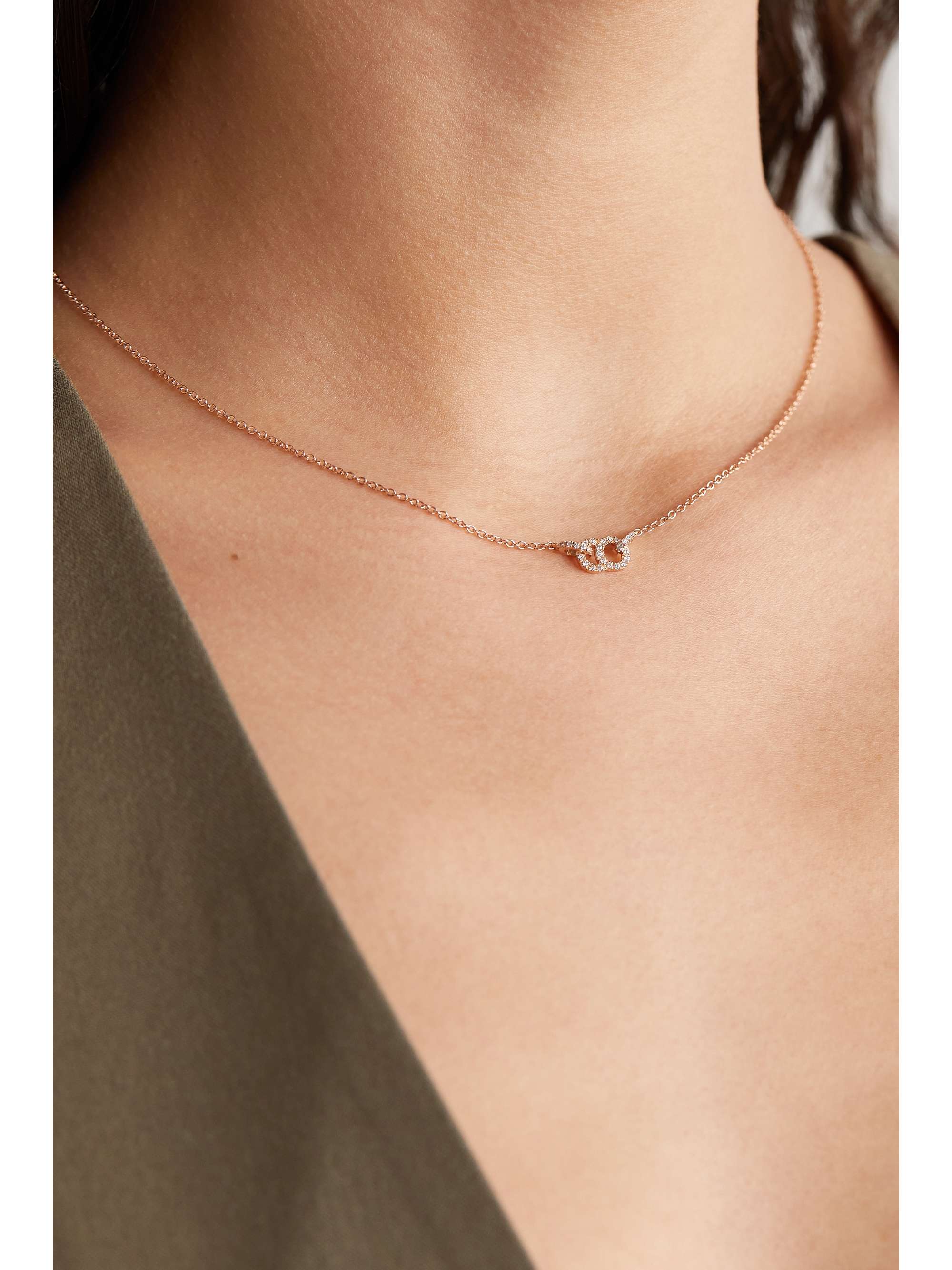 COURBET Céleste small 18-karat recycled rose gold, laboratory-grown diamond and emerald necklace