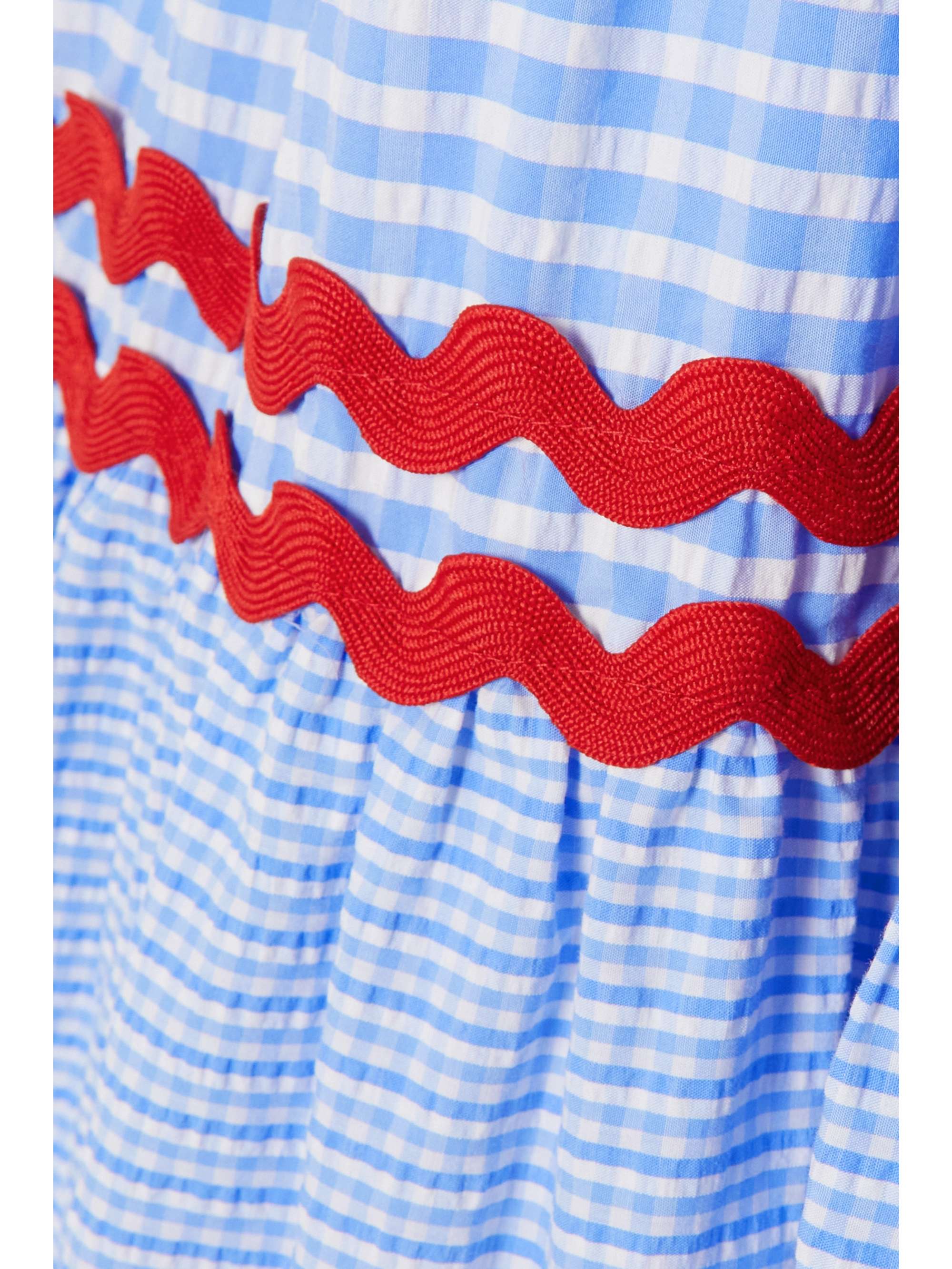 FLORA SARDALOS Milos ric rac-trimmed striped checked cotton maxi dress