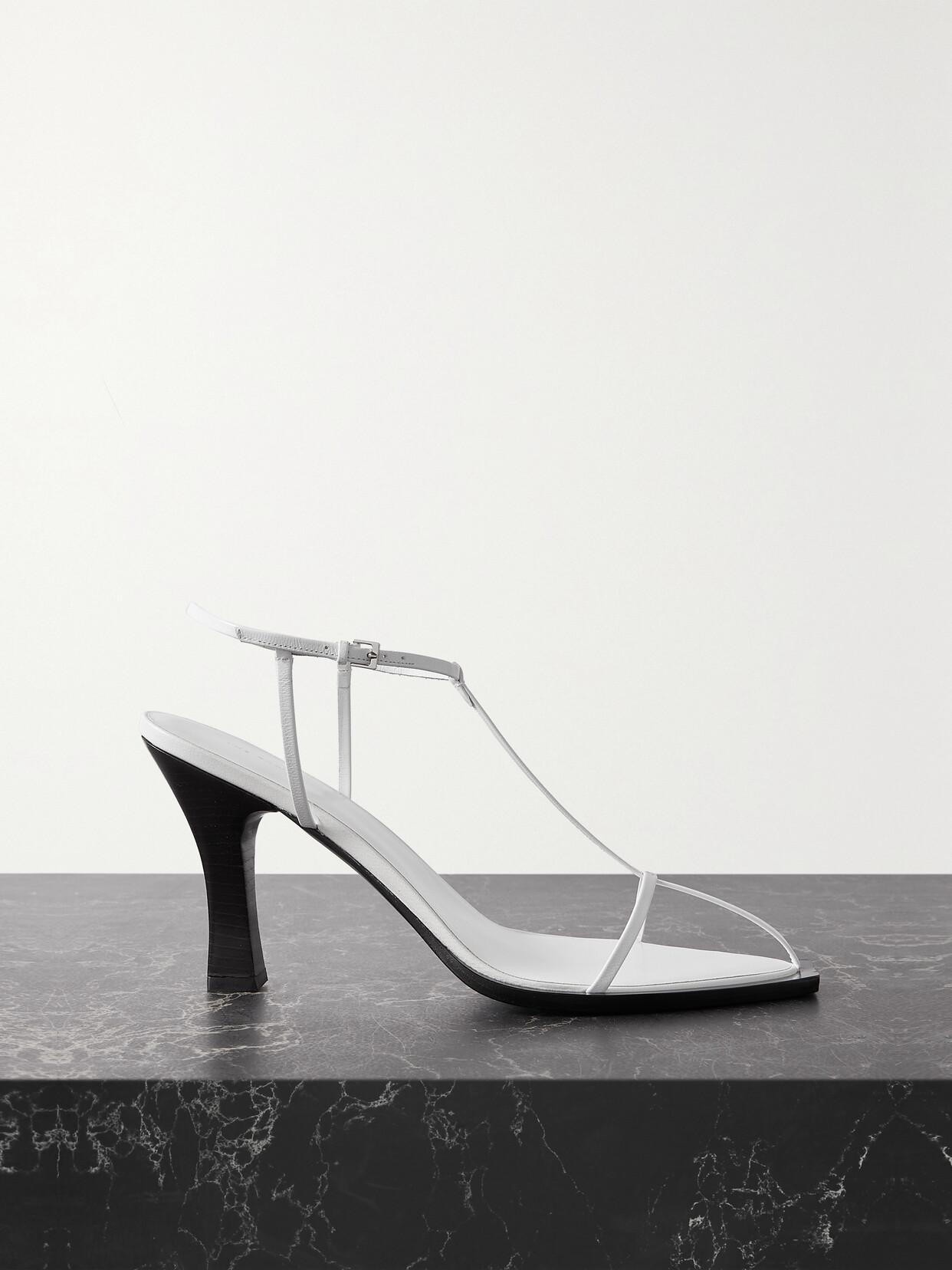 The Row T Bar Heel Sandal Optic White