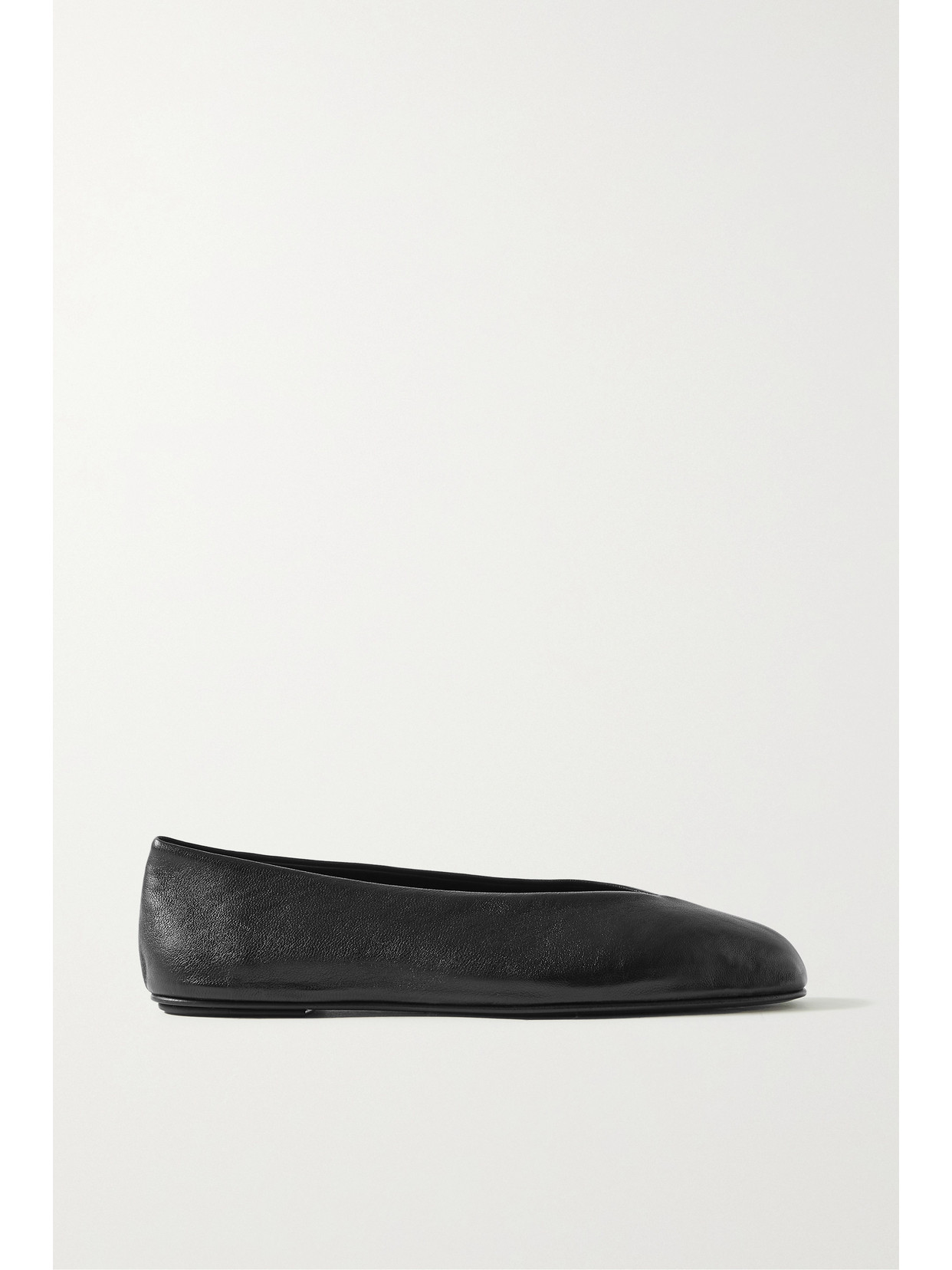 The Row Eva Leather Ballerina Flats In Black