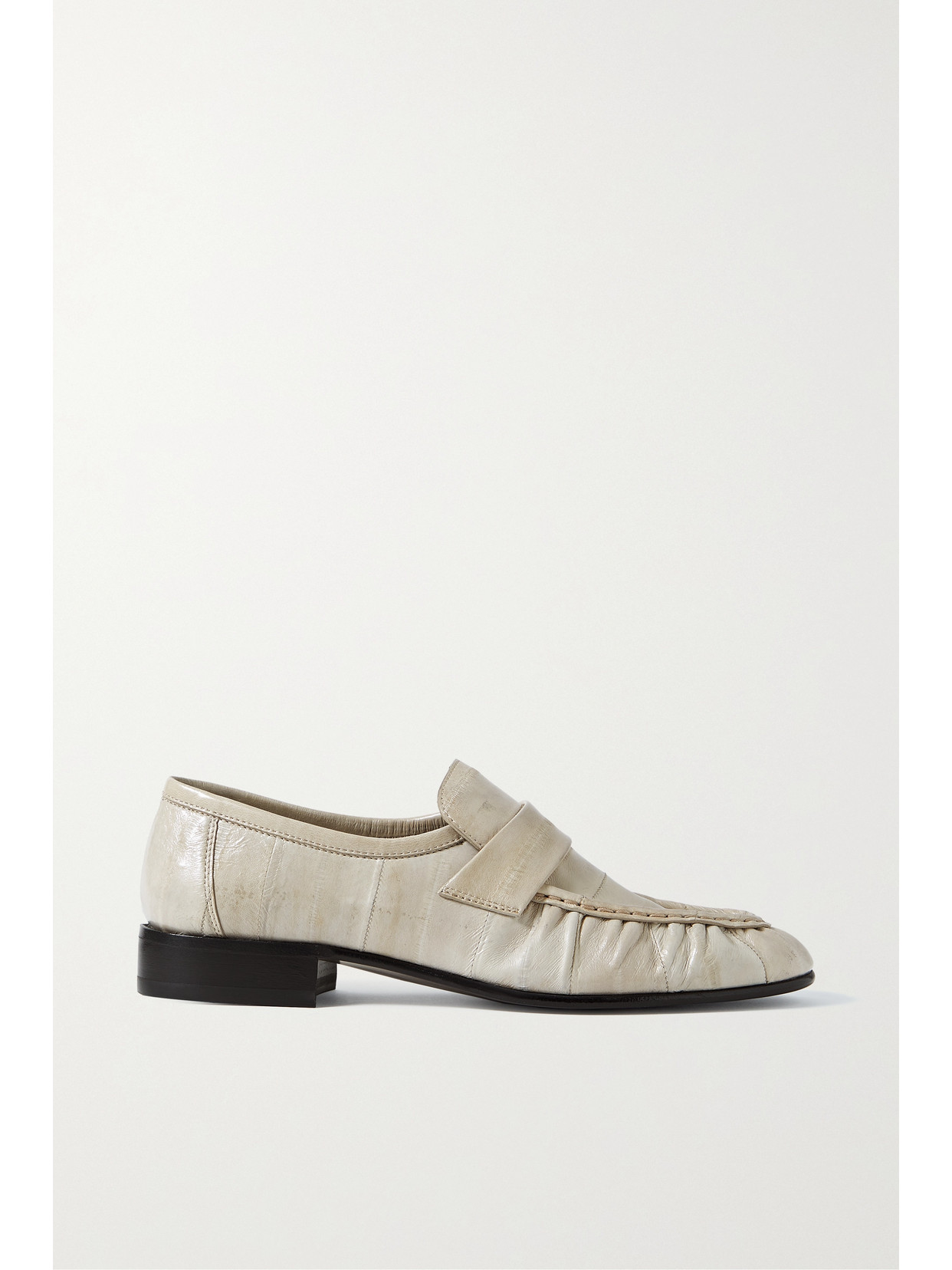 THE ROW CRINKLED GLOSSED-LEATHER LOAFERS