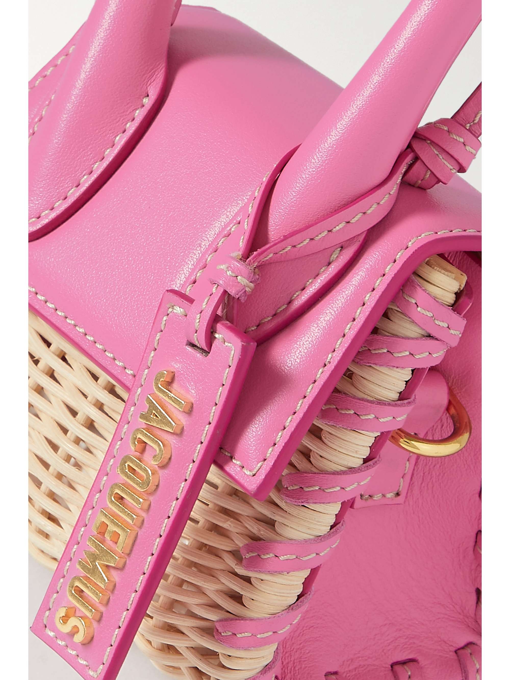 Le Chiquito Osier leather and raffia shoulder bag