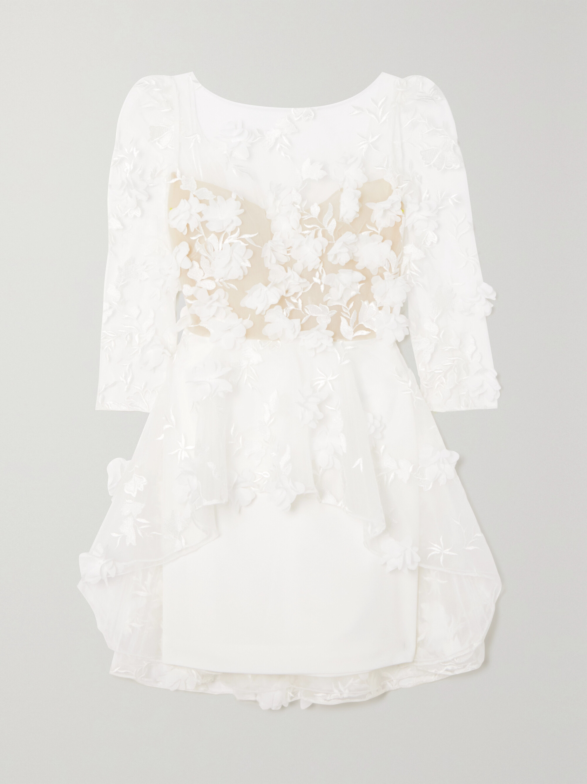 Rime Arodaky Quilak open-back appliquéd embroidered tulle and crepe mini dress