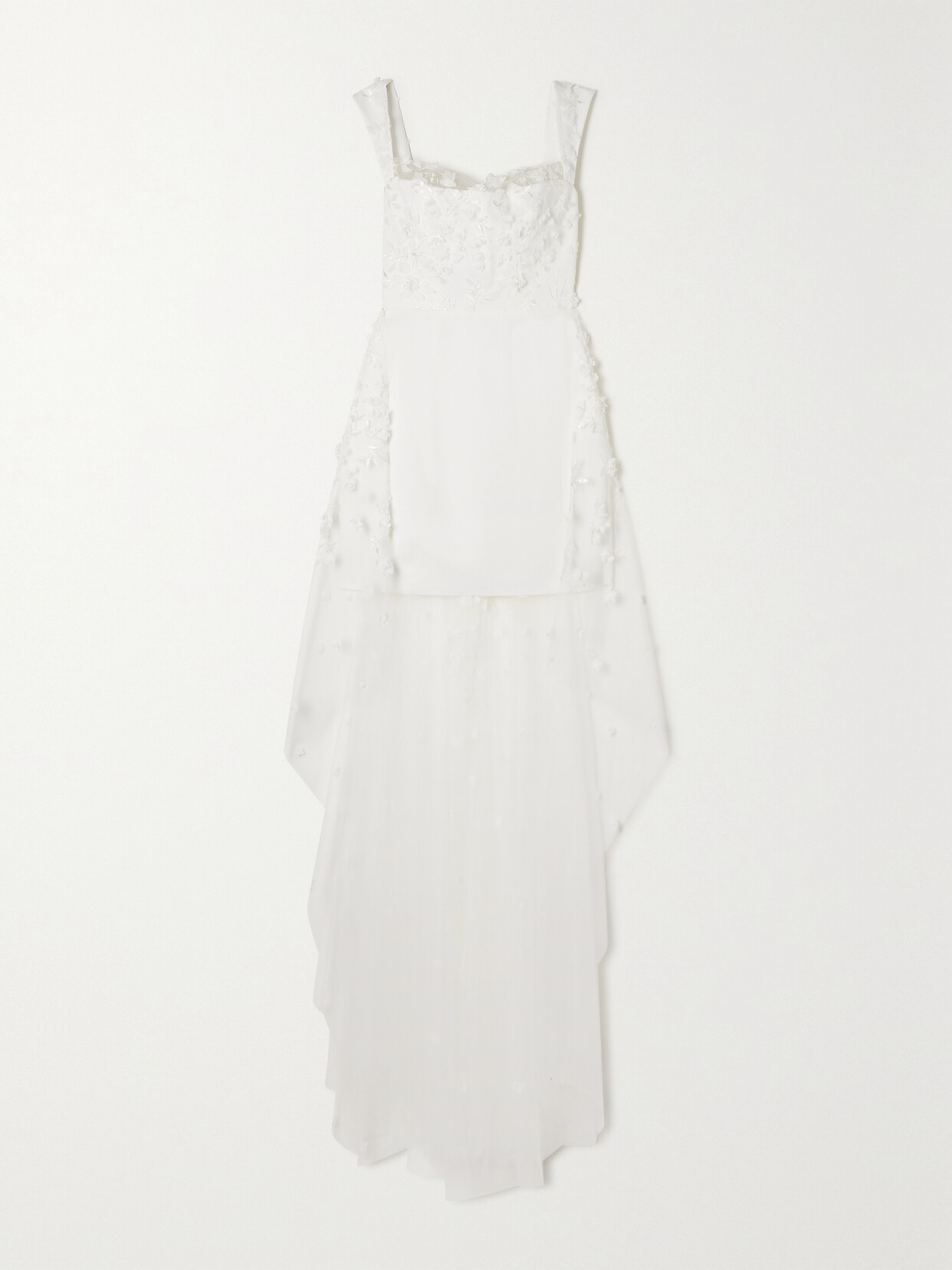 Rime Arodaky Oshun Embellished Embroidered Tulle And Crepe Mini Dress In White