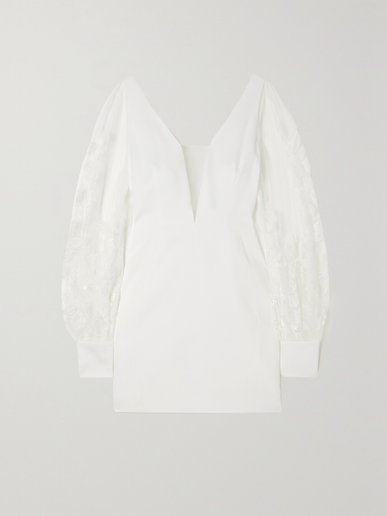 RIME ARODAKY LISA OPEN-BACK EMBROIDERED TULLE AND CREPE MINI DRESS