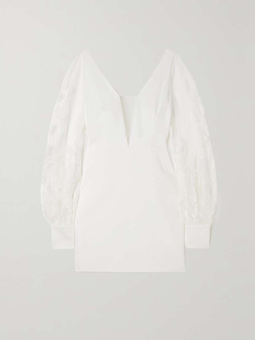 Rime Arodaky Lisa Open-back Embroidered Tulle And Crepe Mini Dress