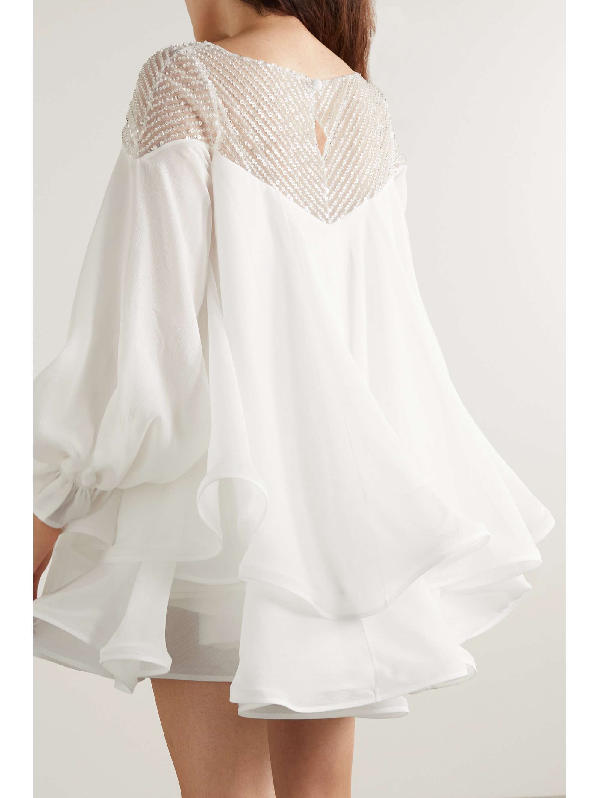 RIME ARODAKY Mar layered ruffled bead-embellished tulle and silk-organza mini dress