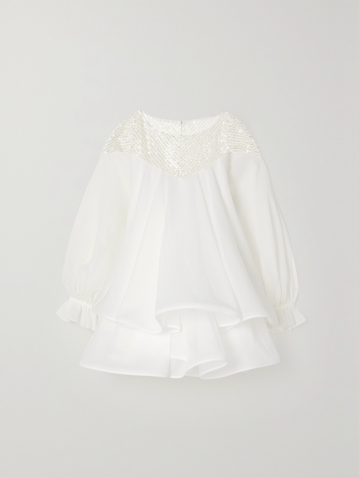 Rime Arodaky Mar Layered Ruffled Bead-embellished Tulle And Silk-organza Mini Dress In White